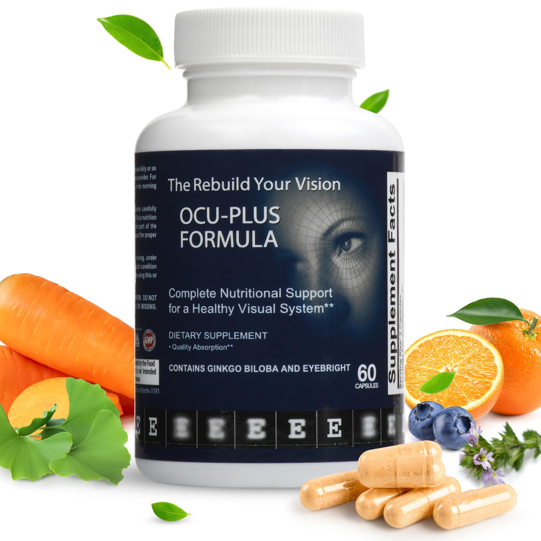 Rebuild Your Vision Ocu-Plus Formula – Eye Health Supplement with Lutein & Zeaxanthin – Supports Visual Clarity, Night Vision & Macular Health – with Bilberry, Ginkgo Biloba & NAC – 60 Capsules Rebuild Your Vision uk supplements