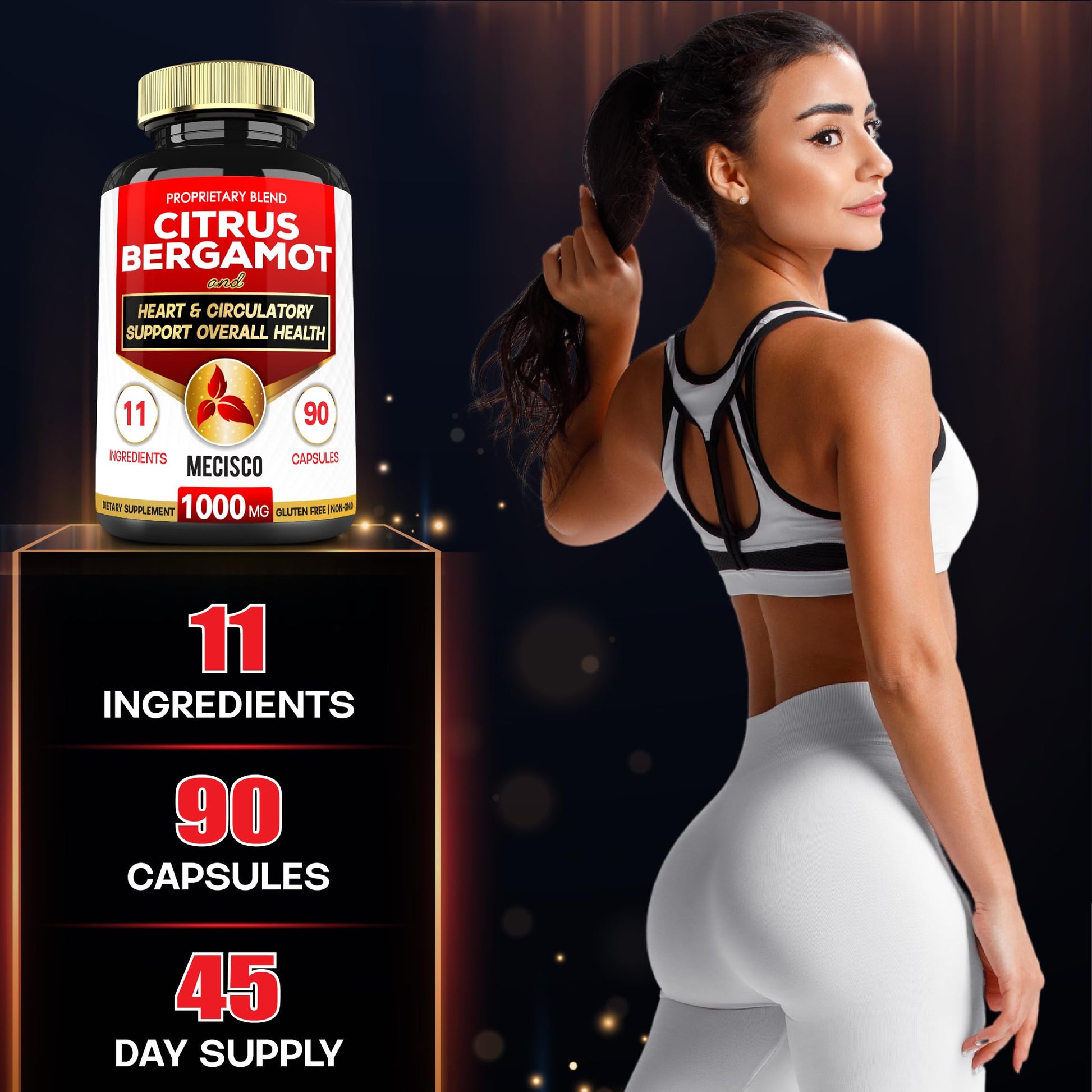 Mecisco 11 in 1 Citrus Bergamot Supplement 1000mg with Black Chokeberry, Berberine HCl & More - 90 Capsules - Supports Heart Health, Immune System, Energy Production Mecisco uk supplements