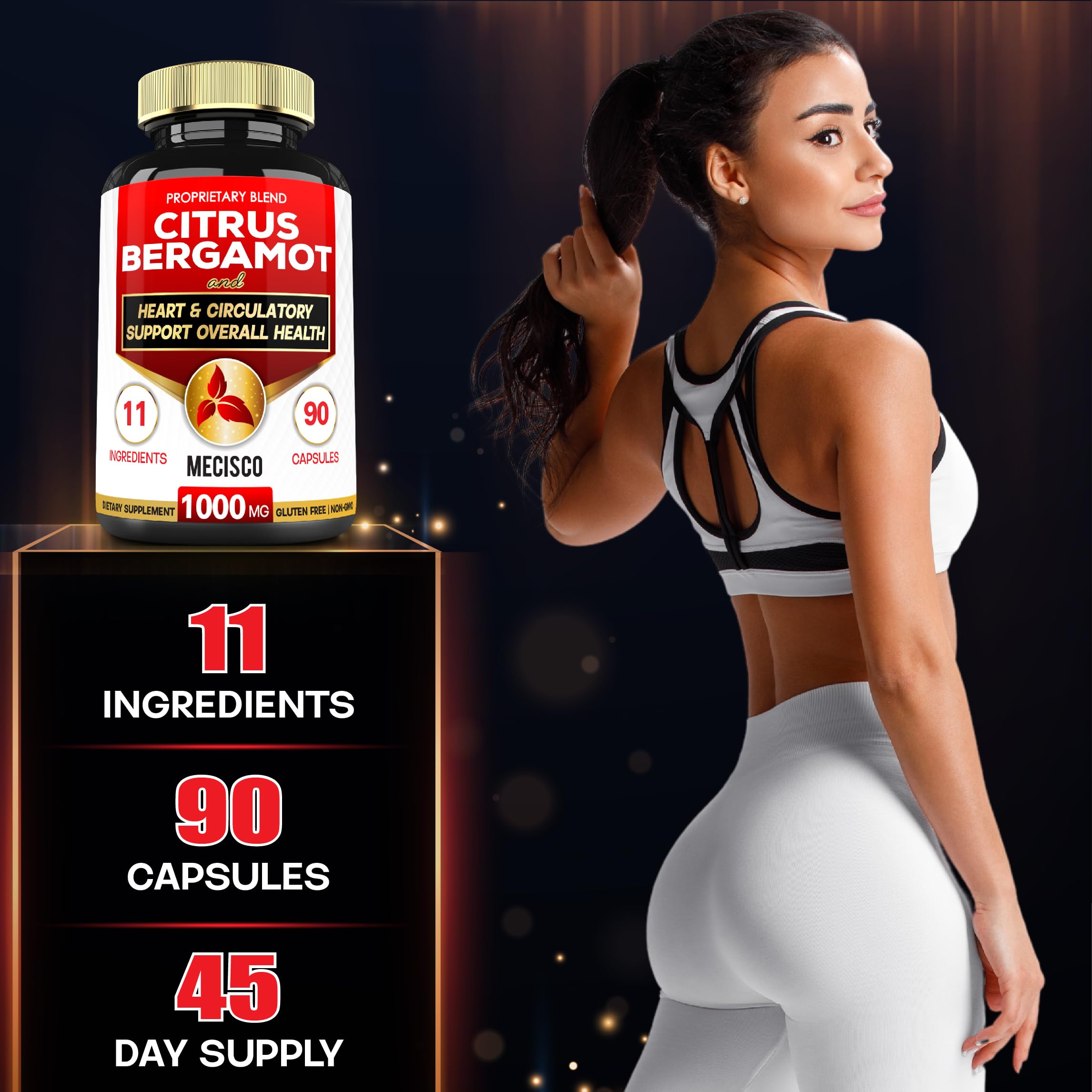 Mecisco 11 in 1 Citrus Bergamot Supplement 1000mg with Black Chokeberry, Berberine HCl & More - 90 Capsules - Supports Heart Health, Immune System, Energy Production Mecisco uk supplements