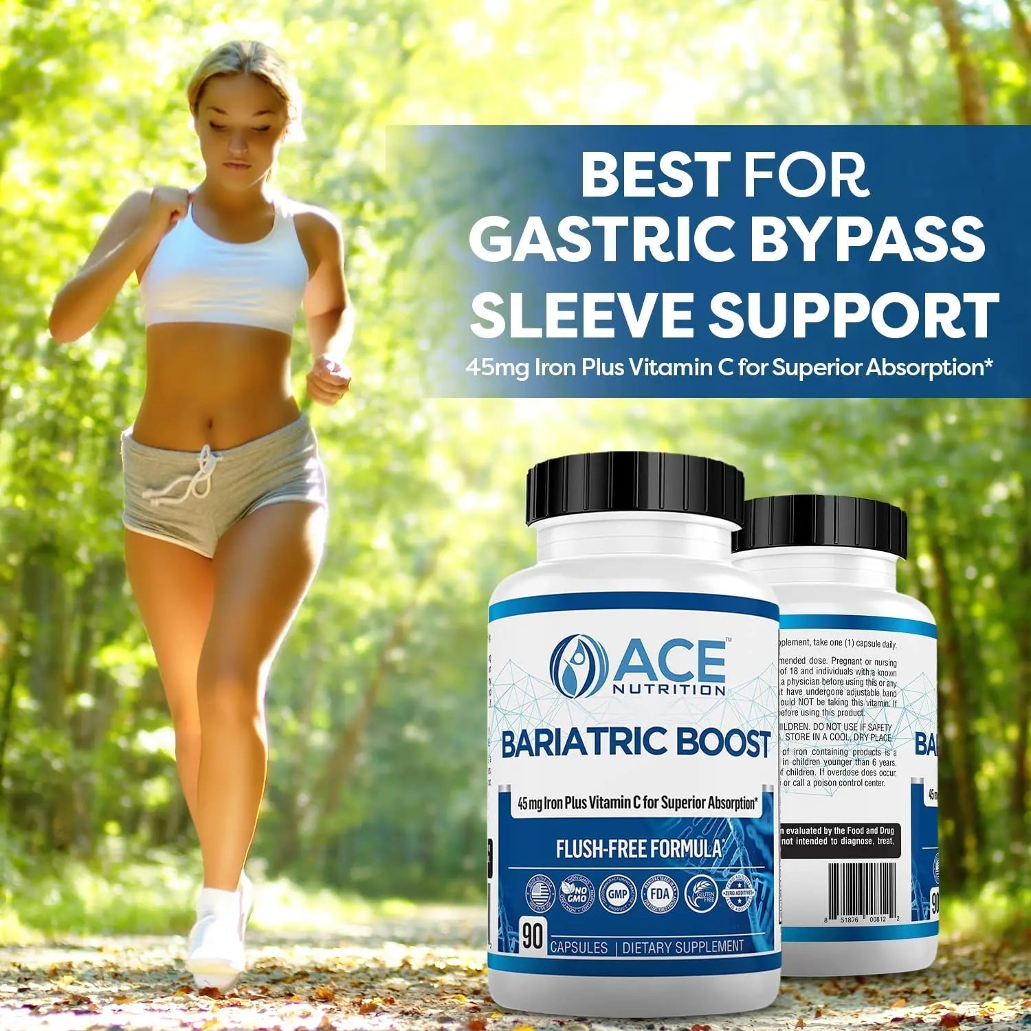Bariatric Boost One-A-Day Multivitamin 90 Day Supply with 45mg Iron Post Gastric Bypass Sleeve Surgery | Non-GMO, Gluten Free, Bariatric Multivitamin Made in USA | ACE NUTRITION uk supplements