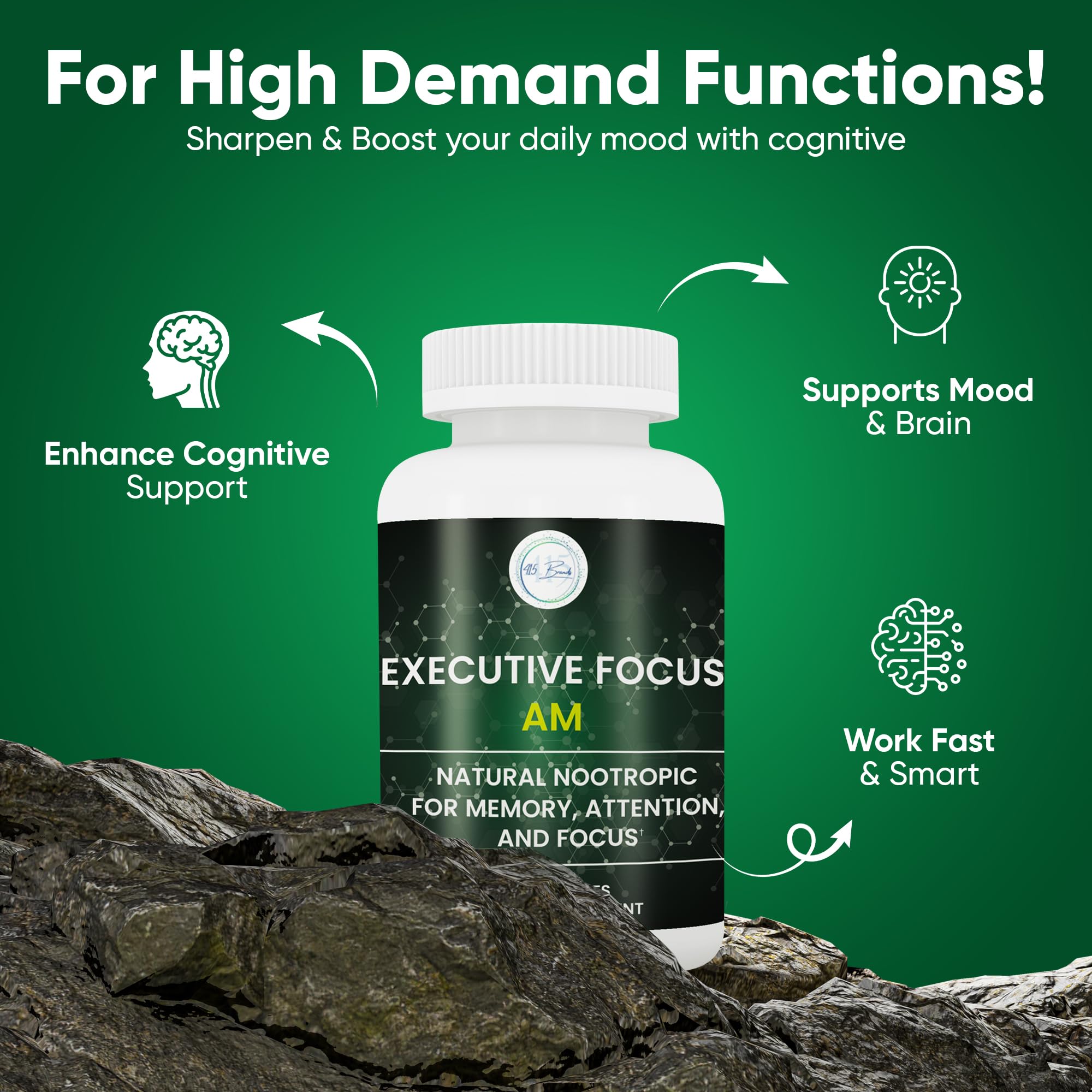 12-in-1 Natural Nootropic Brain Supplement for Memory and Focus, Nootropic for Men & Women, Brain Support Pill for Adults, Brain Vitamins - Focus 30 Day Supply Executive Focus uk supplements