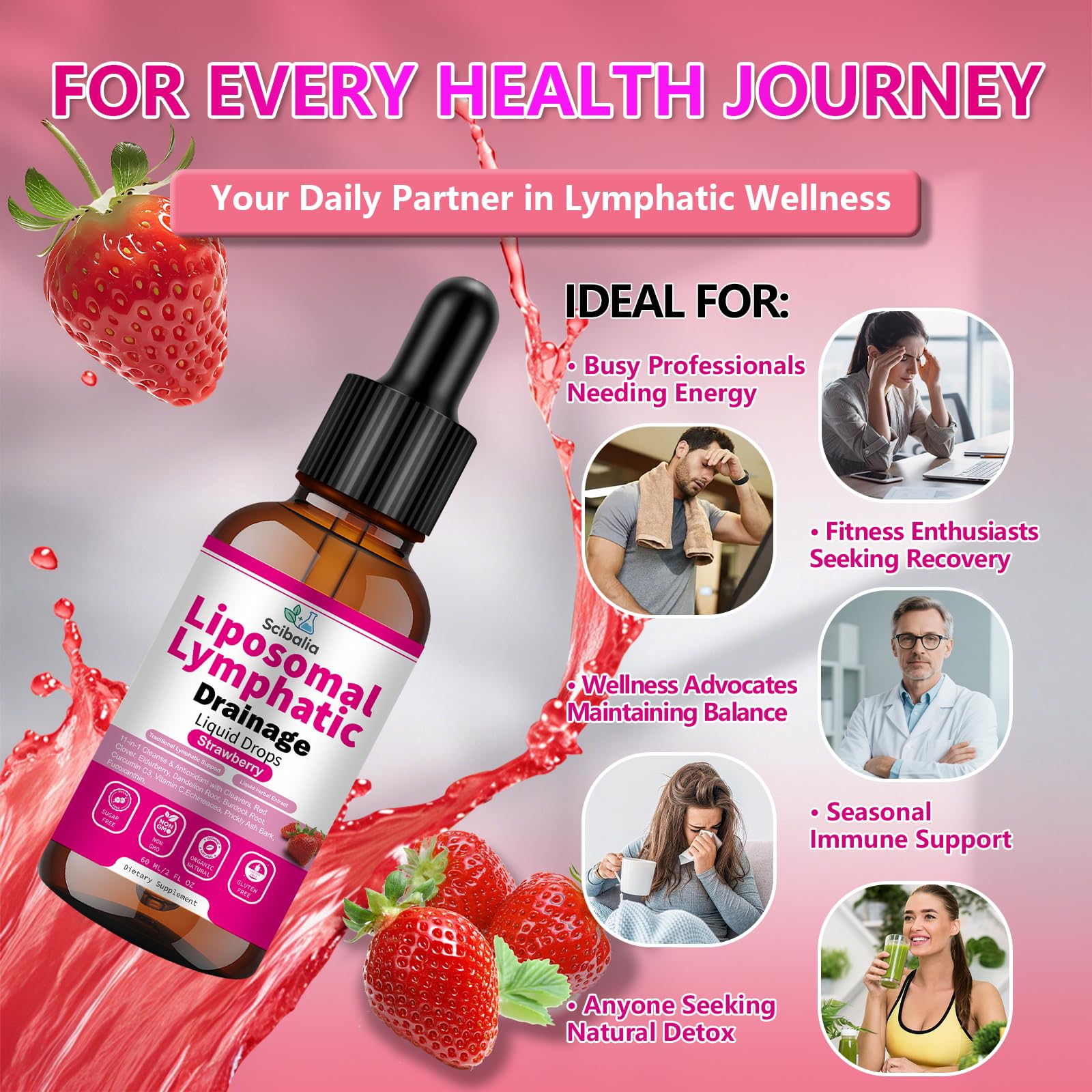 Scibalia Liposomal Lymphatic Drainage Drops, 11-in-1 Organic Lymphatic Support with Red Clover Echinacea Elderberry Burdock Root for Lymph Cleanse Immune Support & Daily Detox Vegan Non-GMO Scibalia uk supplements