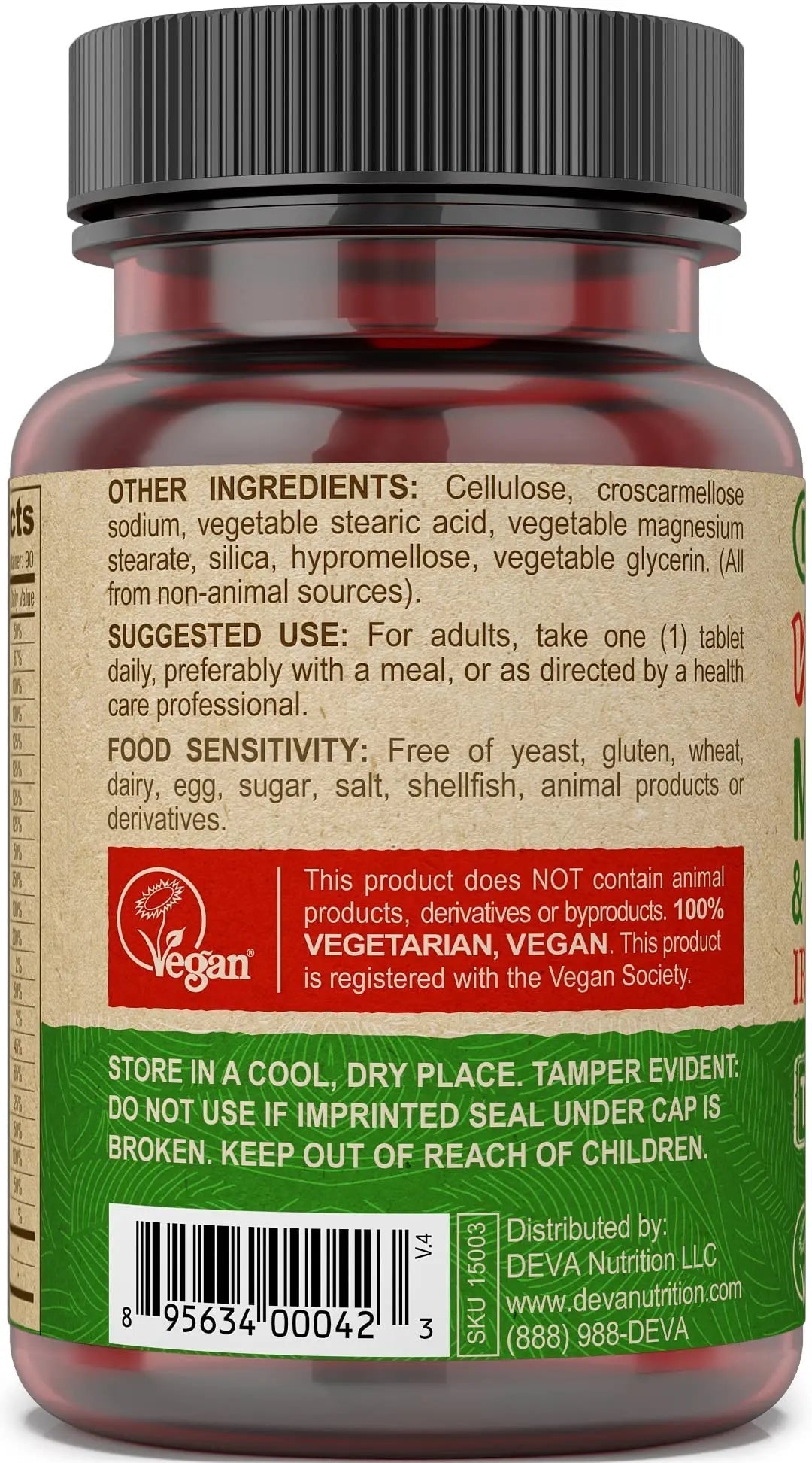 DEVA Vegan Iron-Free Multivitamin & Mineral Supplement, Vitamin C, D2, E & B-Complex, Biotin, 90 Tiny Tablets DEVA uk supplements