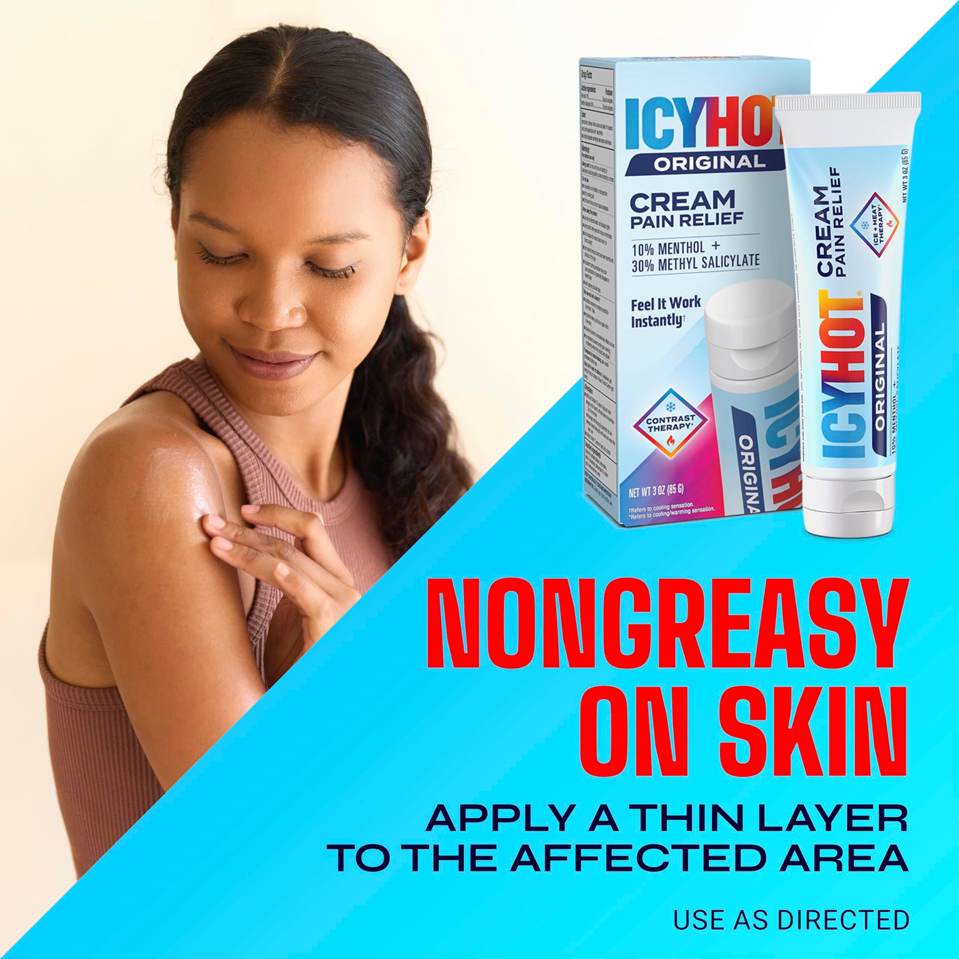 Icy Hot Original Pain Relief Cream, Fast-Acting Pain Relief with Menthol 10% and Methyl Salicylate 30%, Ice and Heat Contrast Therapy for Backaches, Joints, Muscle Strains and Arthritis, 3 oz Icy Hot uk supplements