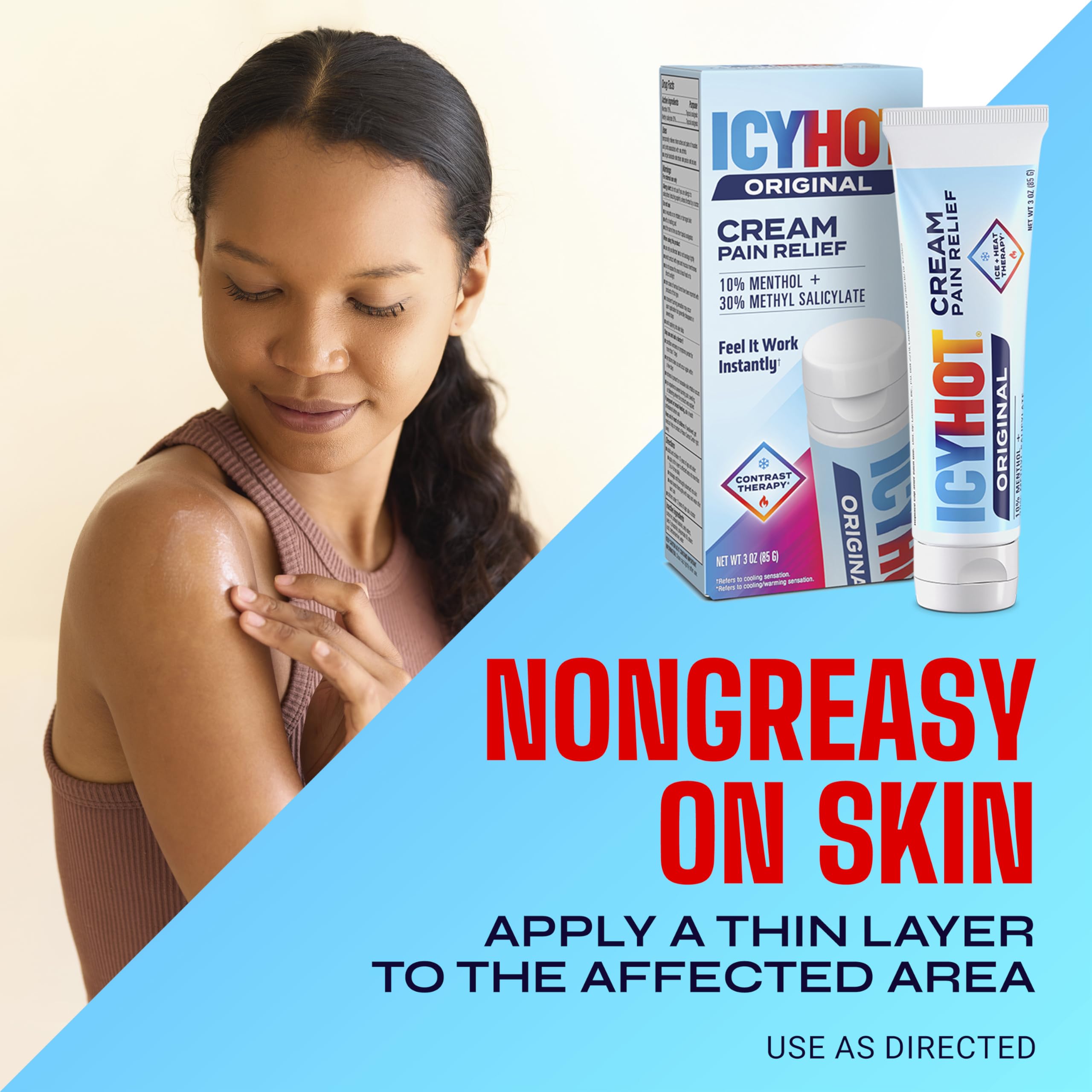 Icy Hot Original Pain Relief Cream, Fast-Acting Pain Relief with Menthol 10% and Methyl Salicylate 30%, Ice and Heat Contrast Therapy for Backaches, Joints, Muscle Strains and Arthritis, 3 oz Icy Hot uk supplements