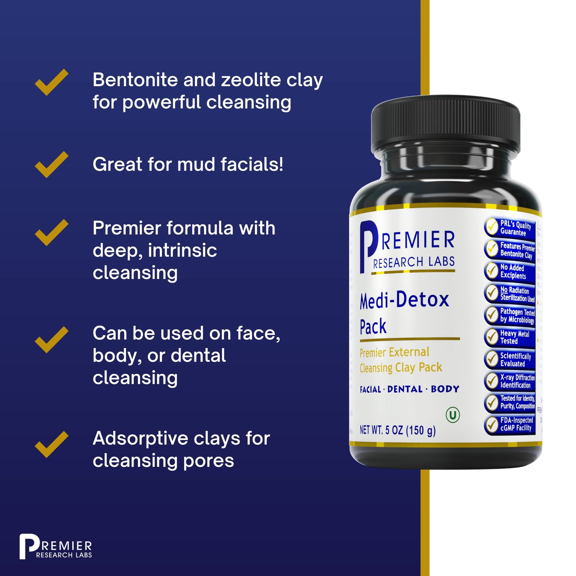 Premier Research Labs Medi-Dental Pack - Detoxifying Volcanic Clay - Dental & Body Cleansing - With Calcium Smectites Silica & Mineral Oxides - 5 oz Premier Research Labs uk supplements