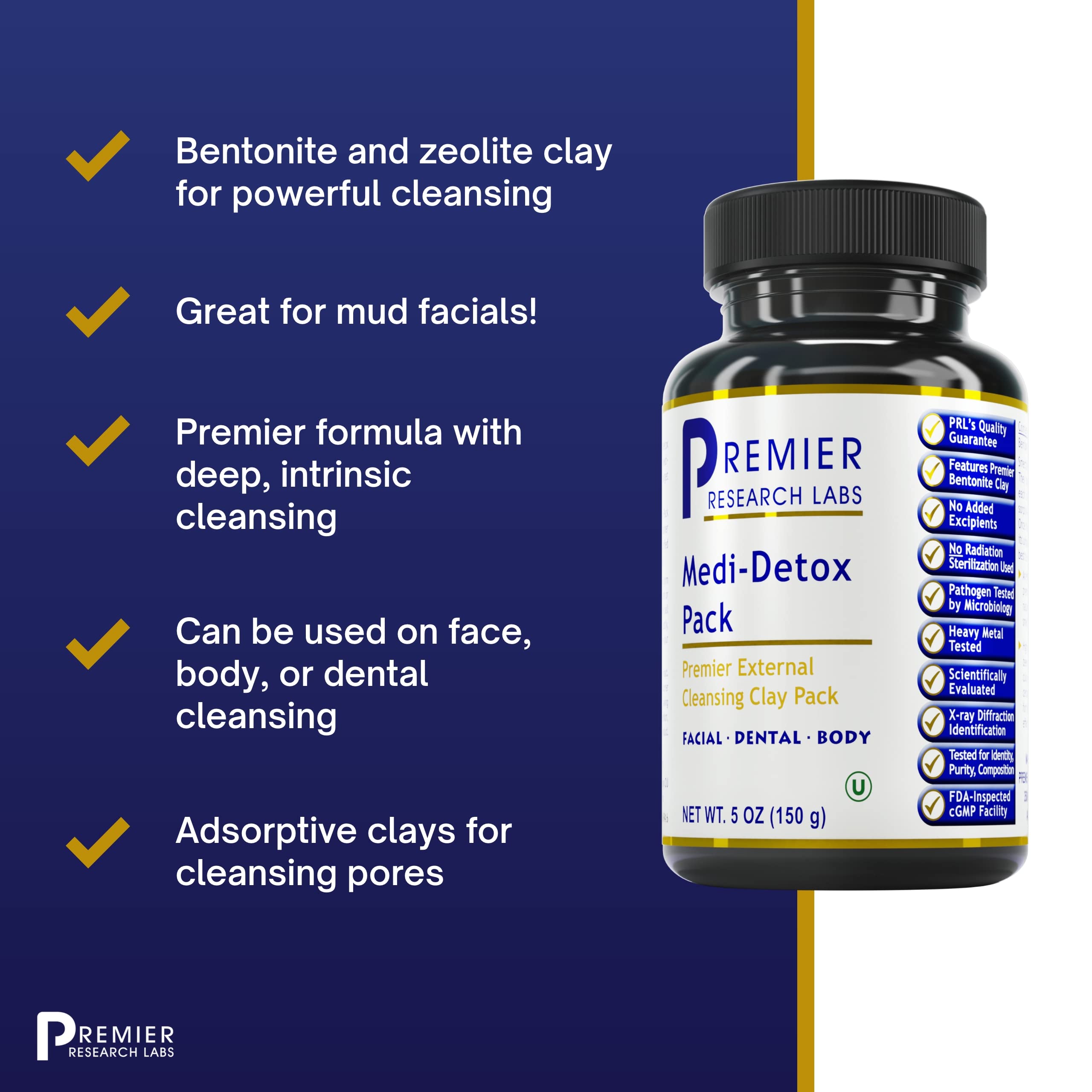 Premier Research Labs Medi-Dental Pack - Detoxifying Volcanic Clay - Dental & Body Cleansing - With Calcium Smectites Silica & Mineral Oxides - 5 oz Premier Research Labs uk supplements