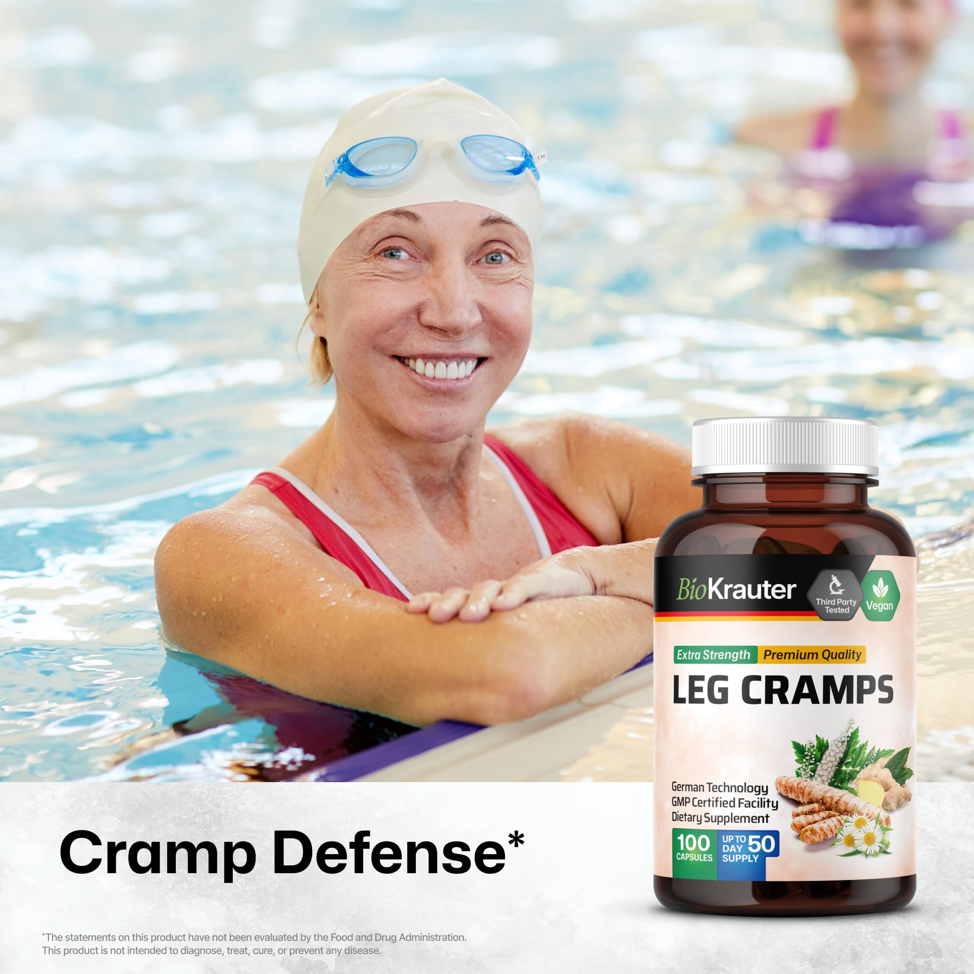 BIO KRAUTER® Magnesium Glycinate for Leg Сramps & Relax - 5-in-1 Formula Magnesium Glycinate 400mg with Turmeric, Black Cohosh, Ginger, Chamomile 1200 mg 100 Caps - No Fillers, Non-GMO, 50-Day Supply BIO KRAUTER uk supplements