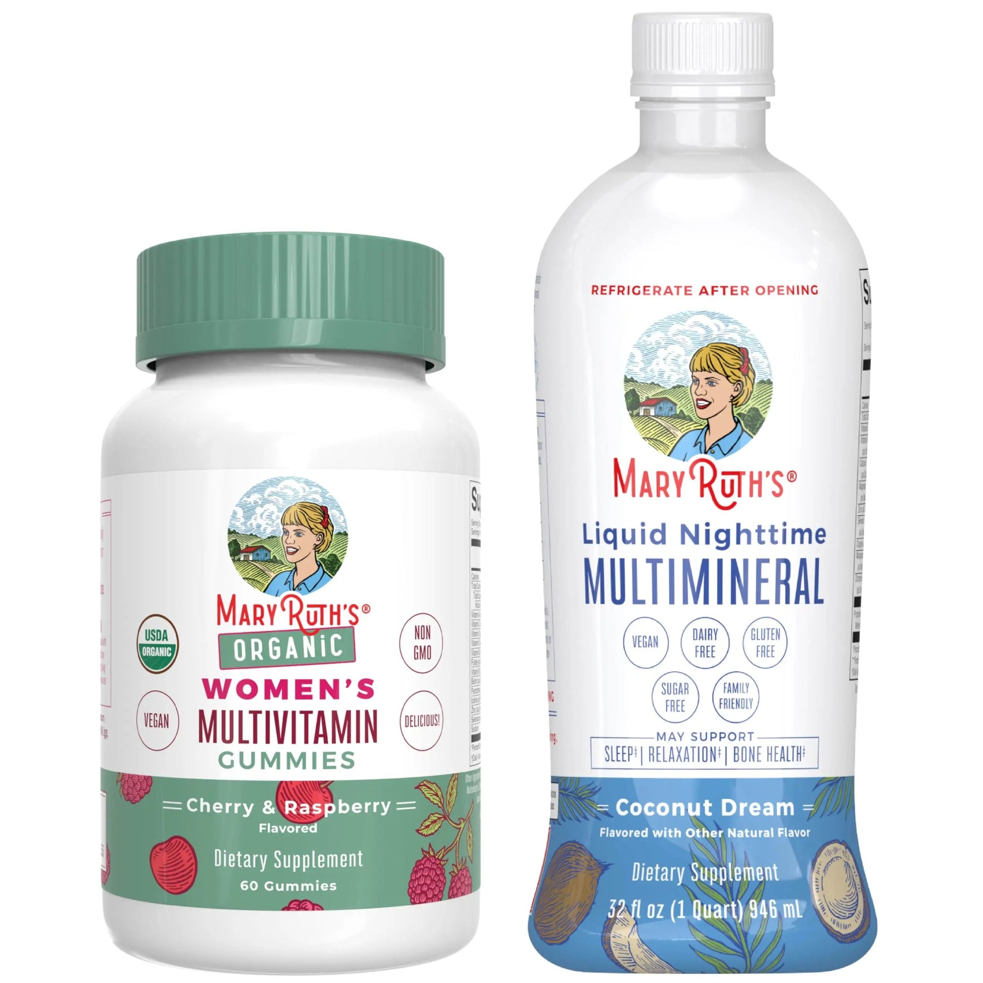 MaryRuth's Multivitamin Gummies for Women (Cherry & Raspberry) & Liquid Nighttime Multimineral Coconut (32oz) | Clean Label Project Verified MARYRUTH'S uk supplements