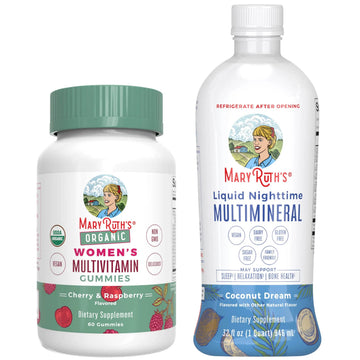 MaryRuth's Multivitamin Gummies for Women (Cherry & Raspberry) & Liquid Nighttime Multimineral Coconut (32oz) | Clean Label Project Verified MARYRUTH'S uk supplements