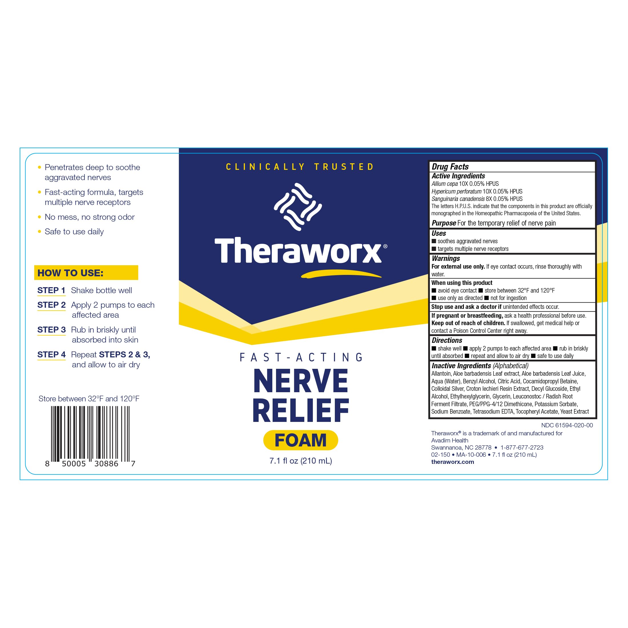 Theraworx Fast-Acting Nerve Relief Foam Aggravated Nerve Discomfort Relief - 7.1 oz - 1 Count Theraworx uk supplements