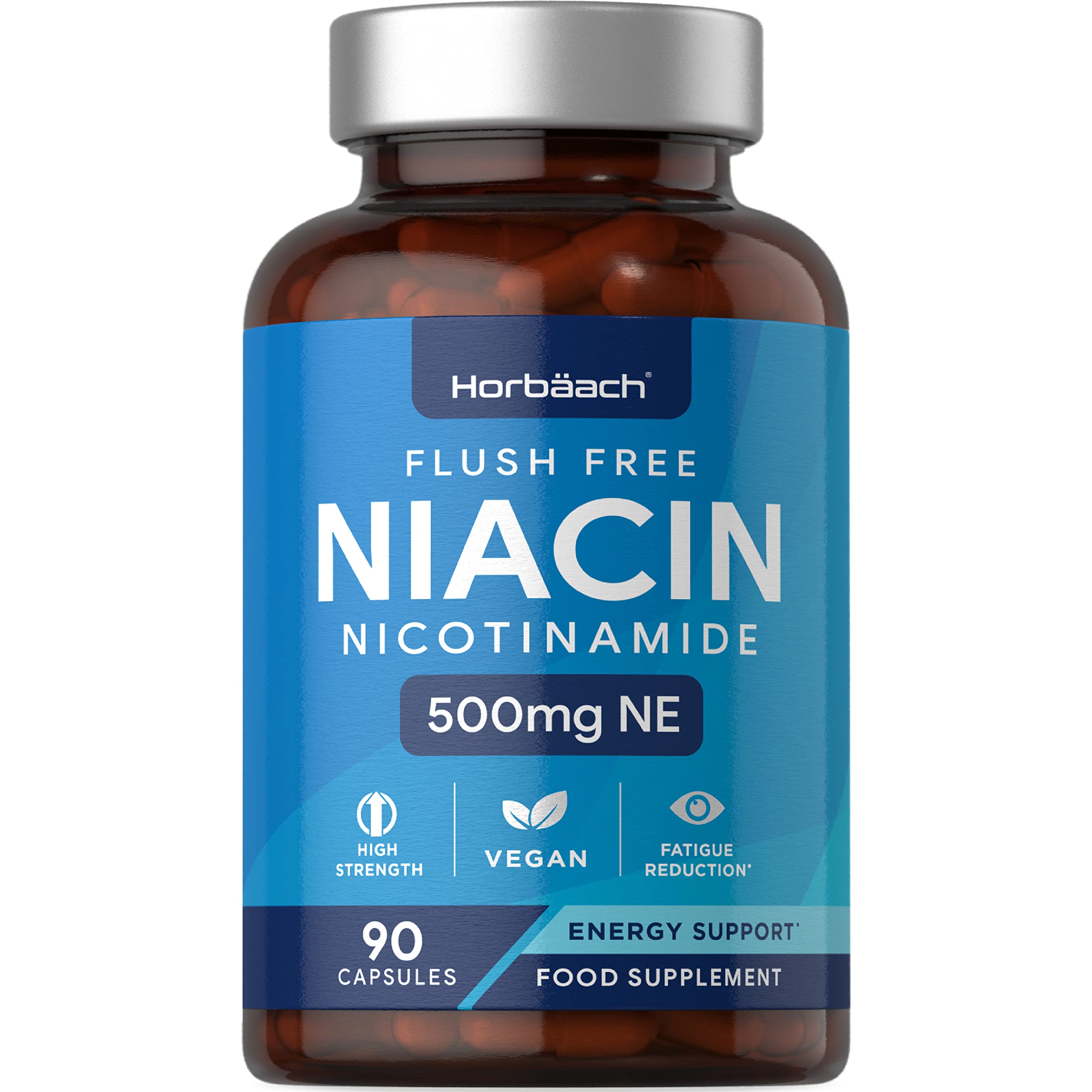 Vitamin B3 Niacin 500mg | 90 Vegan Capsules | Flush Free Nicotinamide Supplement Horbäach uk supplements