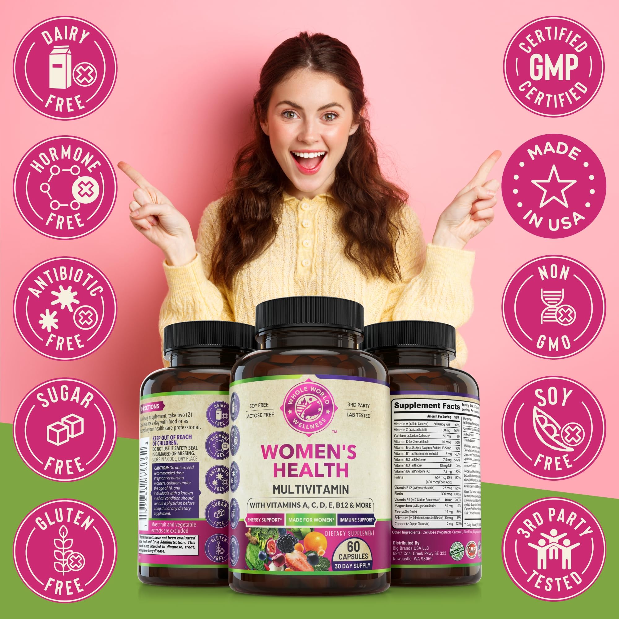 Womens Daily Multivitamins & Mens Daily Multivitamins Bundle (One Bottle Each) - Supports Holistic Wellness, Including Energy & Focus. Multivitamin & Multimineral Blend. Made in The USA. WHOLE WORLD WELLNESS uk supplements
