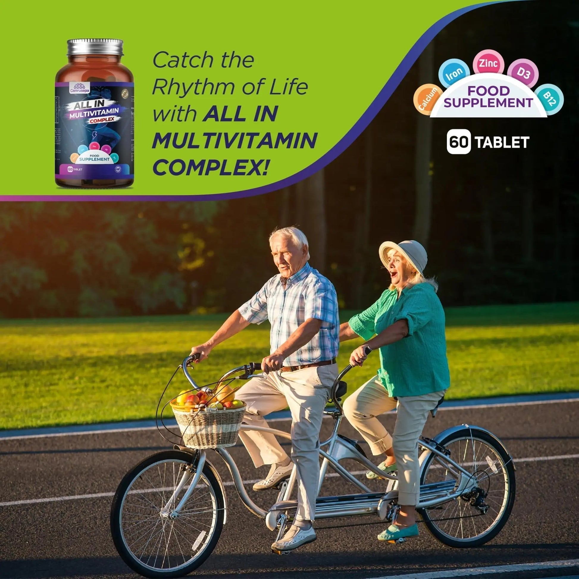 CAMRUSEPA All in Multivitamin Complex – Daily Tablet with Calcium, Iron, Zinc, Vitamin C, B Complex, D3, E, A & More – Complete Daily Nutritional Support for Adults Camrusepa uk supplements