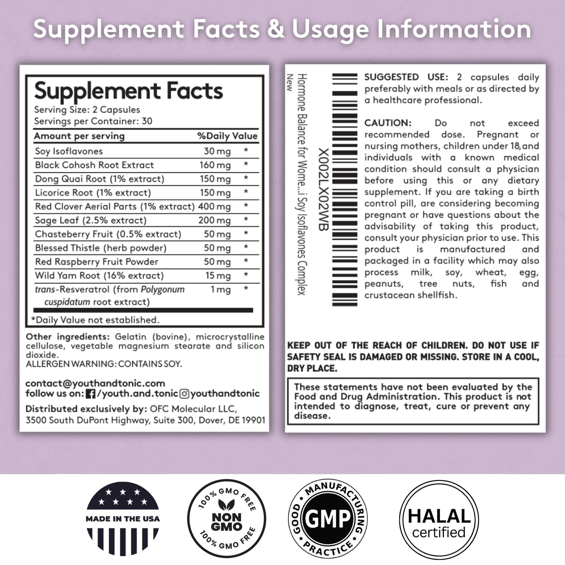 Youth & Tonic Her Hormone Balance – Menopause Supplement for Women, Perimenopause Support, Non-Hormonal Herbal Formula with Black Cohosh for Hot Flashes & Night Sweats, 60 Capsules Youth & Tonic uk supplements