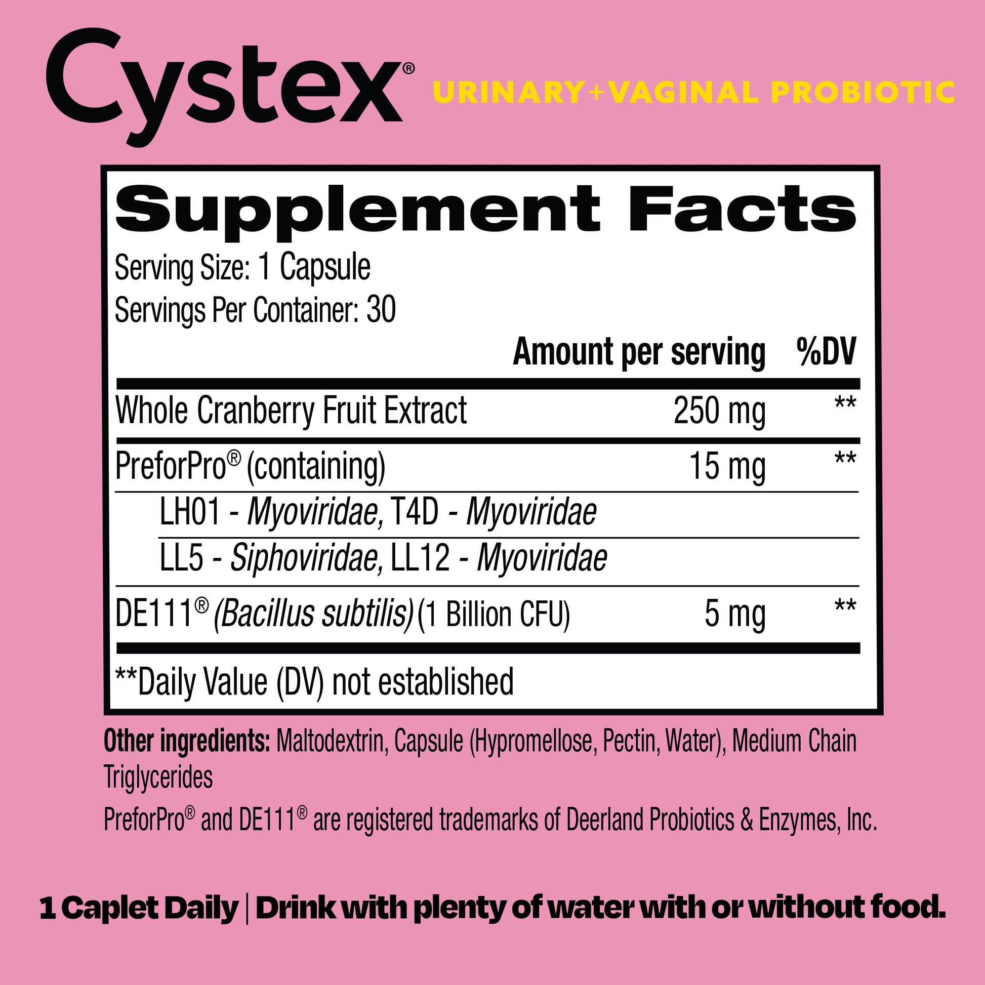 Cystex 3-in-1 Urinary Tract Probiotic for Women - Fast-Acting UTI & Yeast Infection Support with Prebiotics, Probiotics, & Cranberry - Supports Vaginal pH & Flora Balance - 30 Capsules Cystex uk supplements