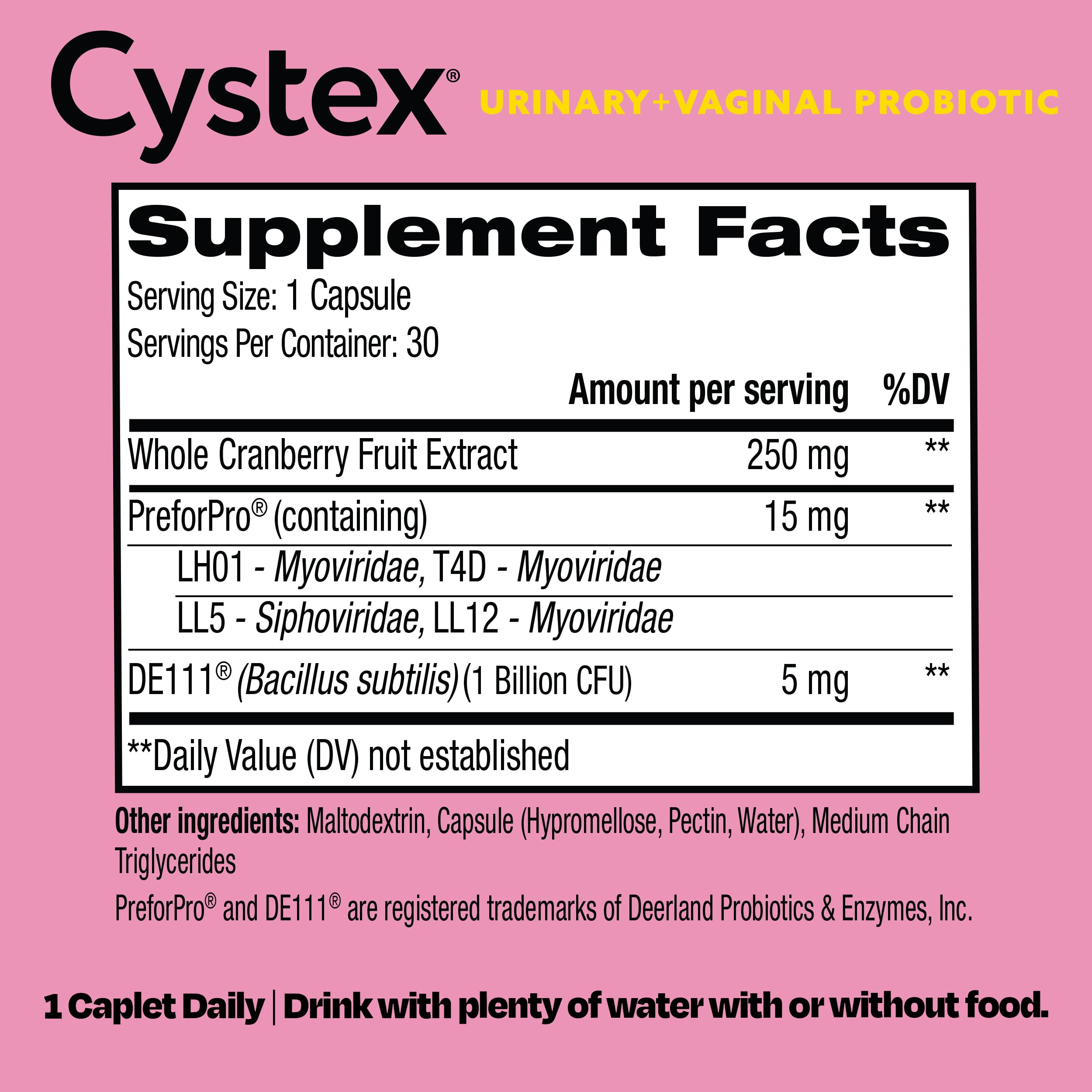 Cystex 3-in-1 Urinary Tract Probiotic for Women - Fast-Acting UTI & Yeast Infection Support with Prebiotics, Probiotics, & Cranberry - Supports Vaginal pH & Flora Balance - 30 Capsules Cystex uk supplements