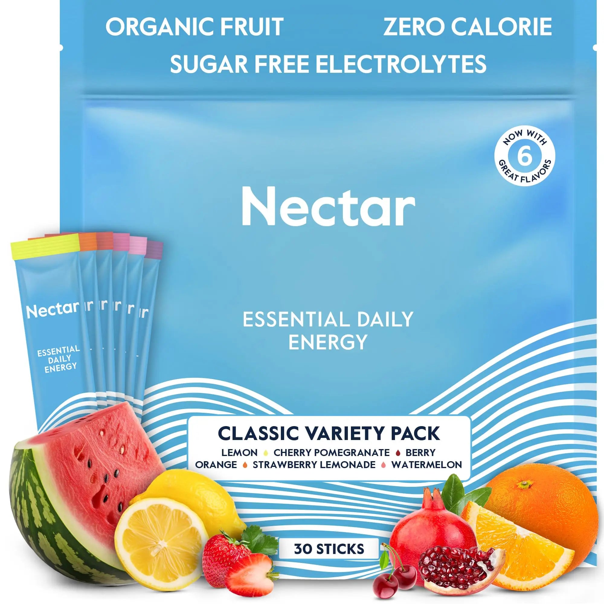 Nectar Energy Booster - Organic Caffeine, B12 & Electrolytes - Sugar Free & Zero Calorie – Healthy Coffee, Energy Drink & Soda Alternative – Hydration & Energy Supplement (Variety 30 Powder Packets) Nectar uk supplements
