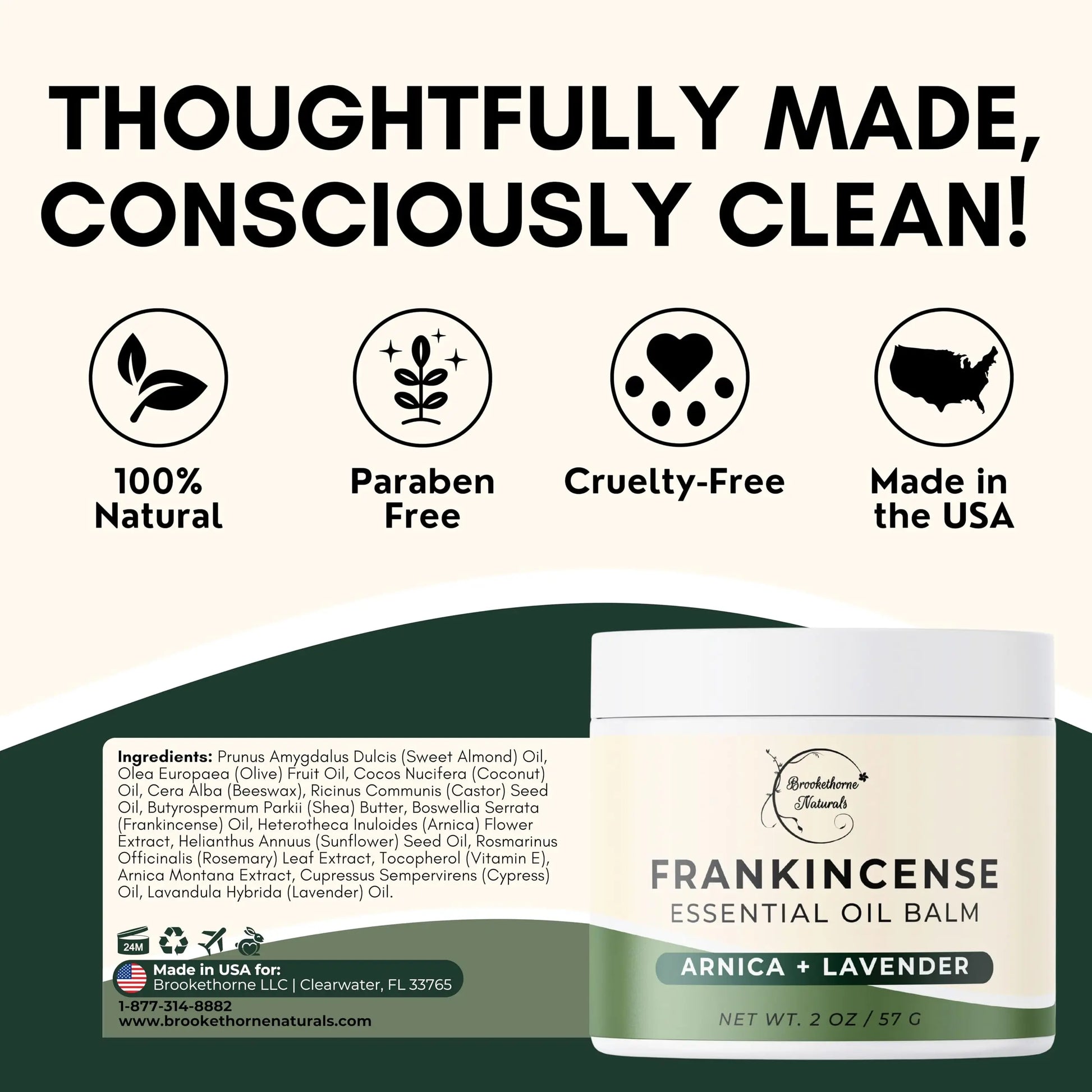 Brookethorne Naturals Frankincense Balm | Frankincense Essential Oil Balm for Skin Hydration | Soothing Muscle & Joint Support | Boswellia Extract, Arnica Montana, Castor Oil & Lavender 2oz Brookethorne Naturals uk supplements