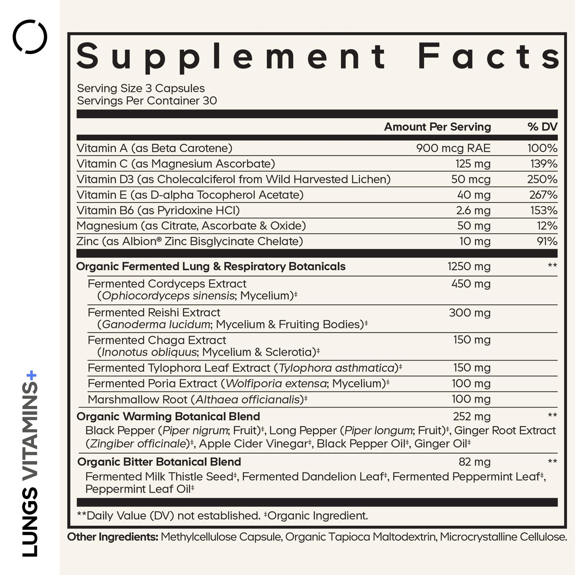 Codeage Lungs Vitamins, A, C, D, E, B6, Milk Thistle Lung Supplement, Zinc & Magnesium, Cordyceps, Reishi, Chaga, Poria, Tylophora, Ginger, Peppermint Leaf Organic Herb Cleanse - Non-GMO - 90 Capsules Codeage uk supplements