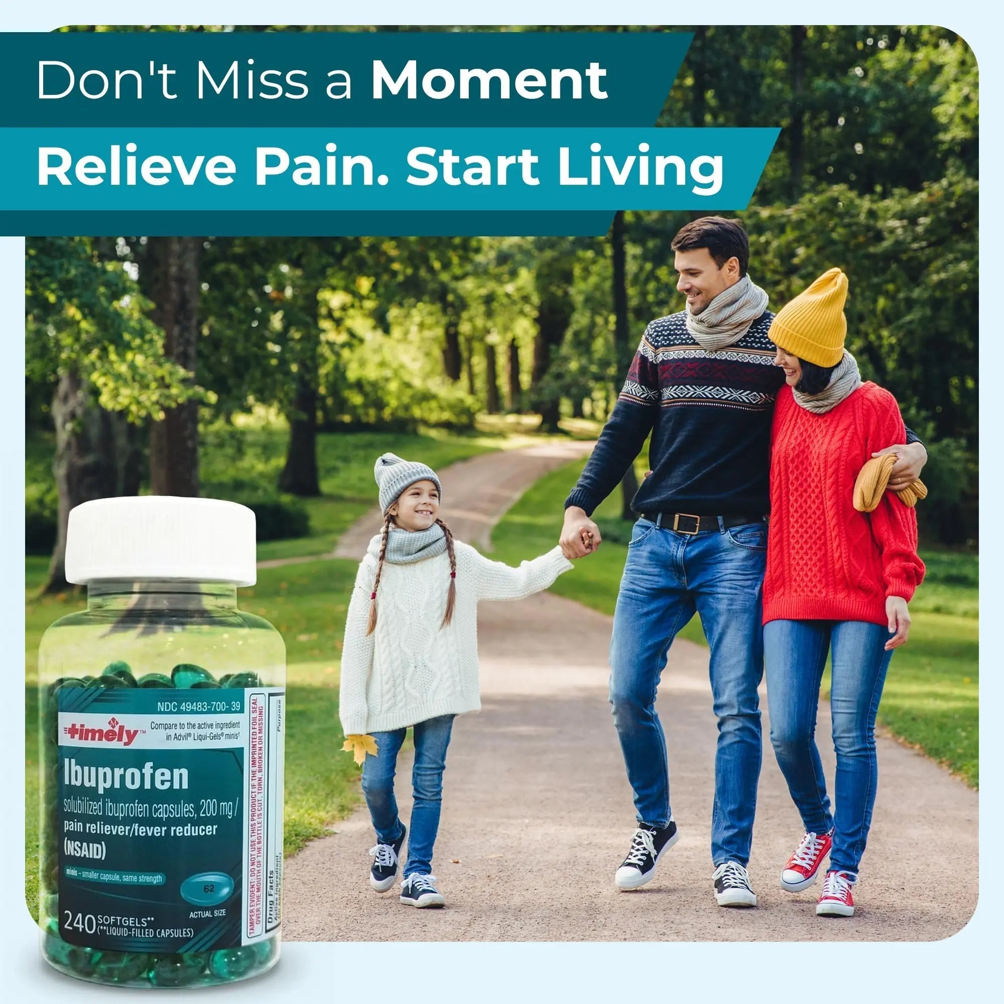 TIME-CAP LABS, INC. Timely Ibuprofen 200mg - 240 Liquid Mini Softgels - Headache Relief, Menstrual Pain, Tooth Ache Muscular Aches & Arthritis Pain TIME-CAP LABS, INC. uk supplements