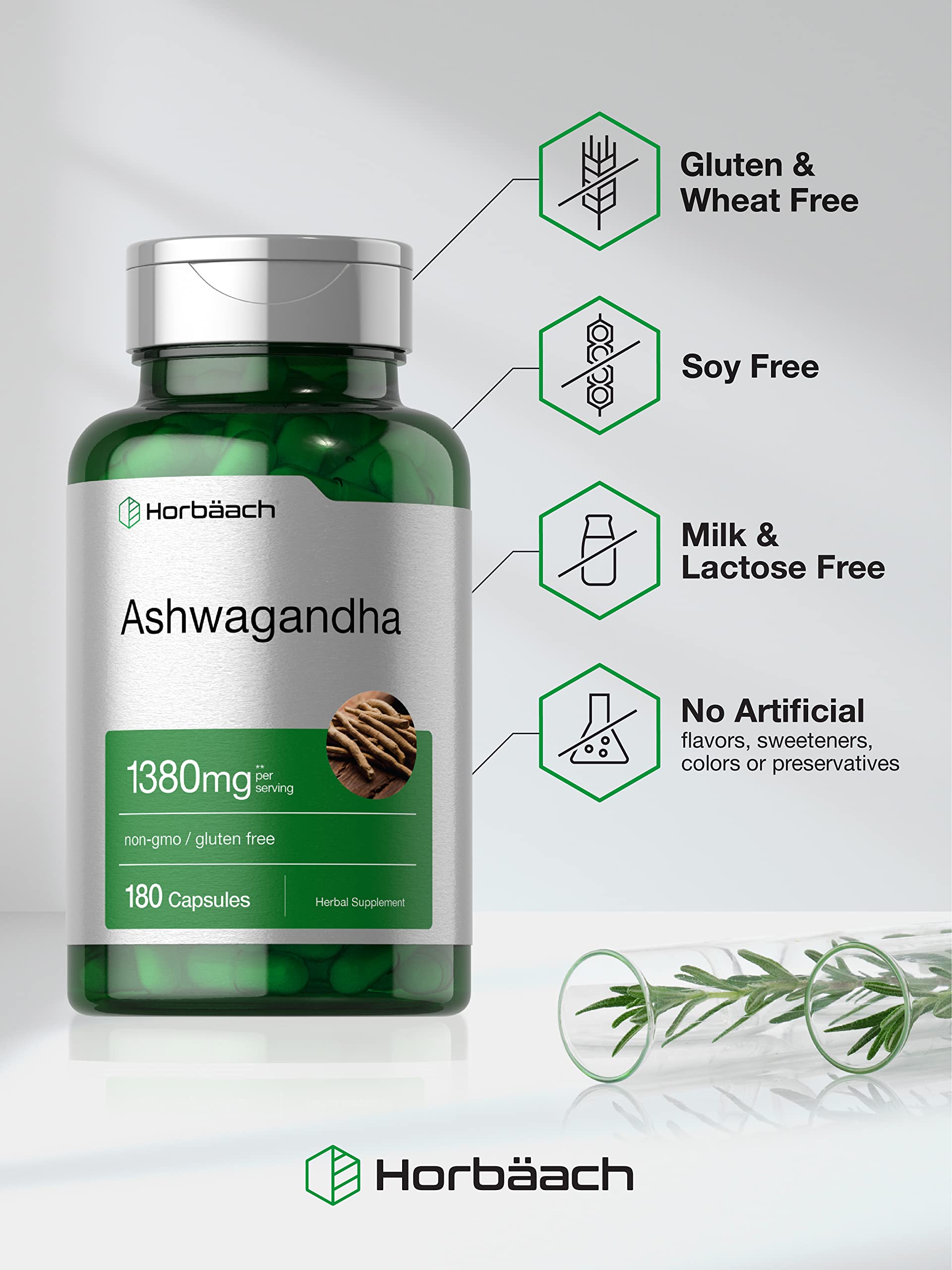 Horbäach Ashwagandha Root Supplement | 180 Capsules | for Women and Men | Herbal Extract | Non-GMO, Gluten Free Horbäach uk supplements