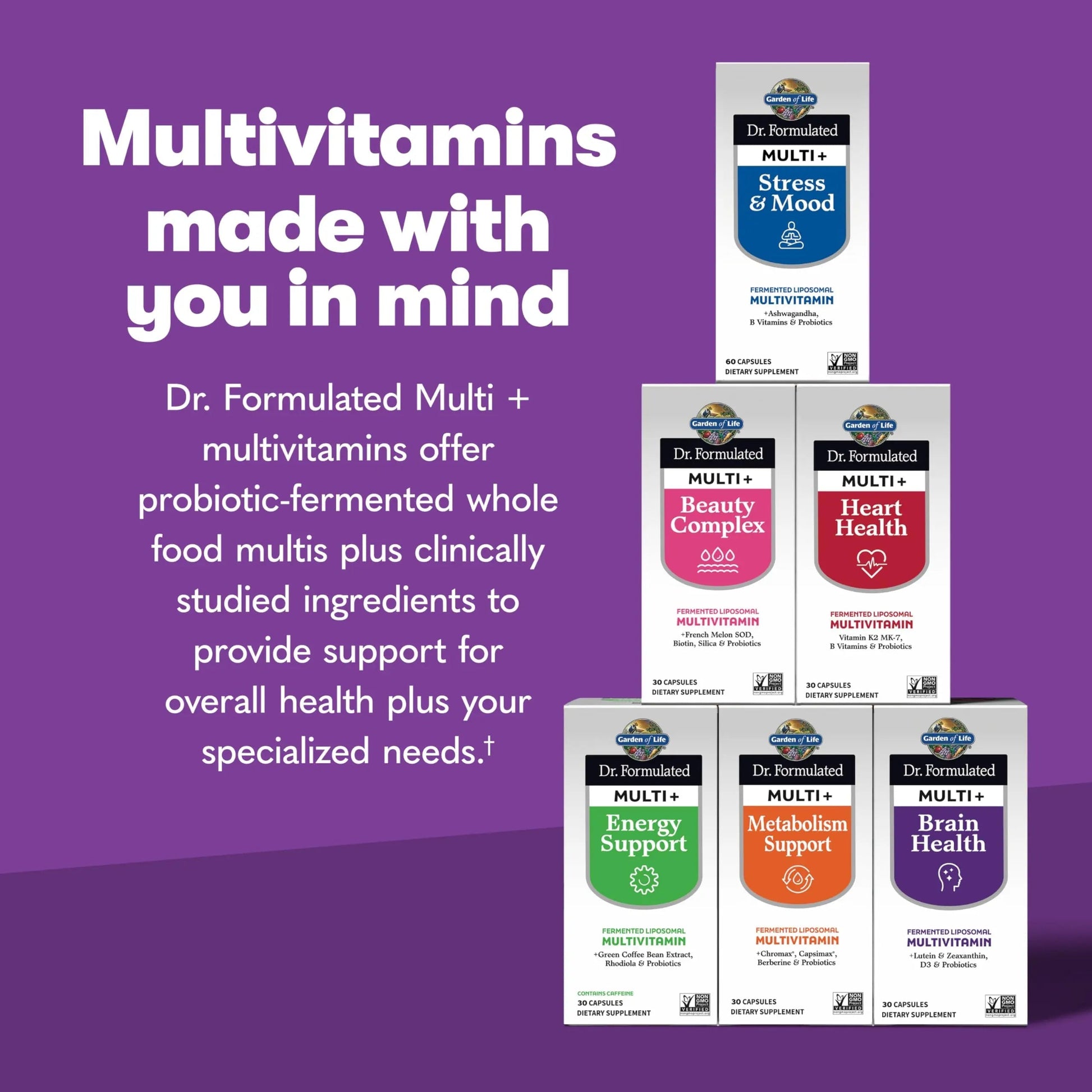 Garden of Life Dr Formulated Multi+ Brain Health, Fermented Liposomal Multivitamin + Lutein & Zeaxanthin, Vitamin D3 & Probiotics Garden of Life uk supplements