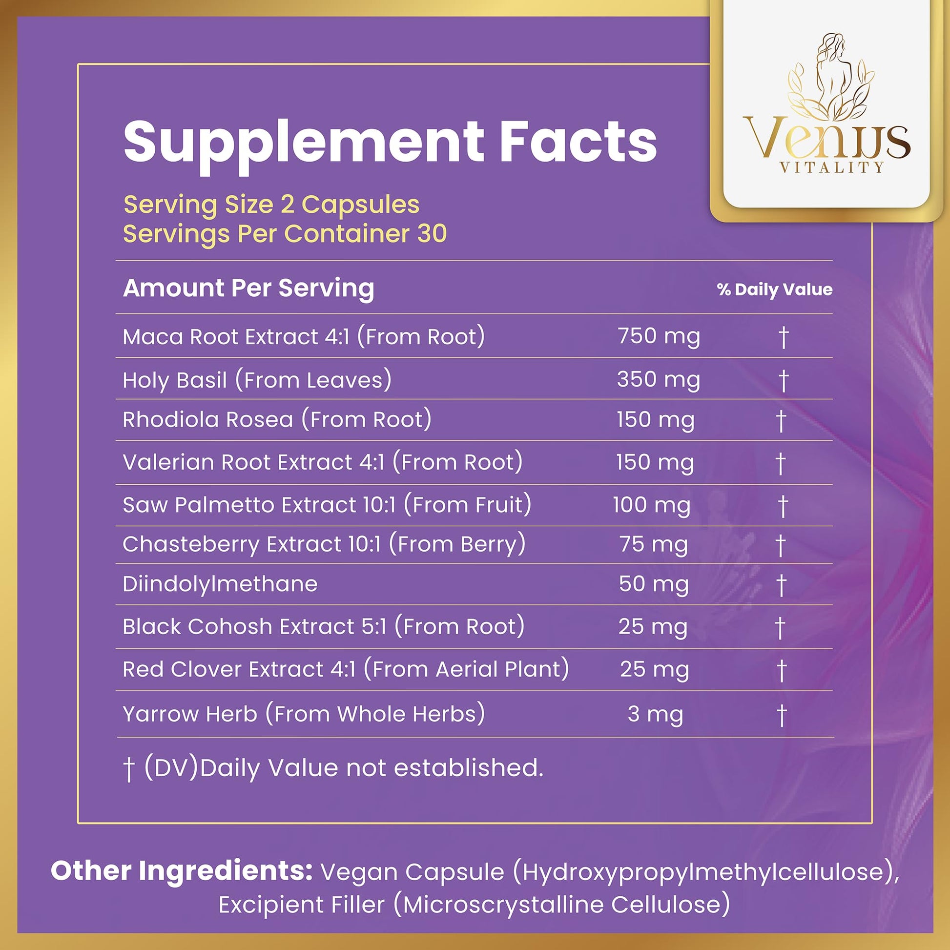 Menopause Supplements for Women - Female Hormone Balance & Immune Support - Mood Swings & Restful Sleep - Valerian Root & Saw Palmetto - Black Cohosh for Menopause Hot Flashes Relief - 60 Capsules Venus Vitality uk supplements