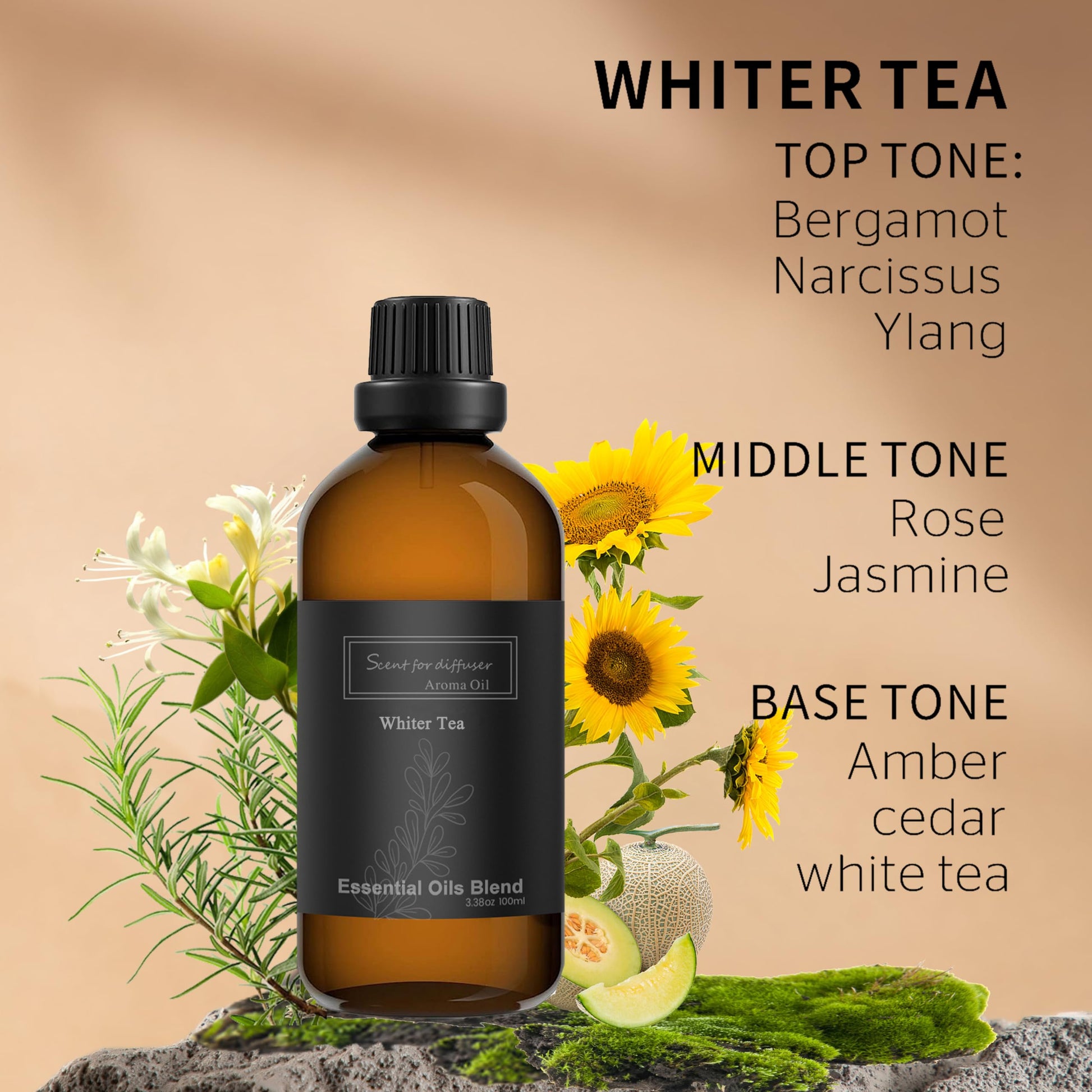 Homnas White Tea Essential Oil 100ML, Hotel Collection 100% Pure and Natural Aromatherapy Oil homnas uk supplements