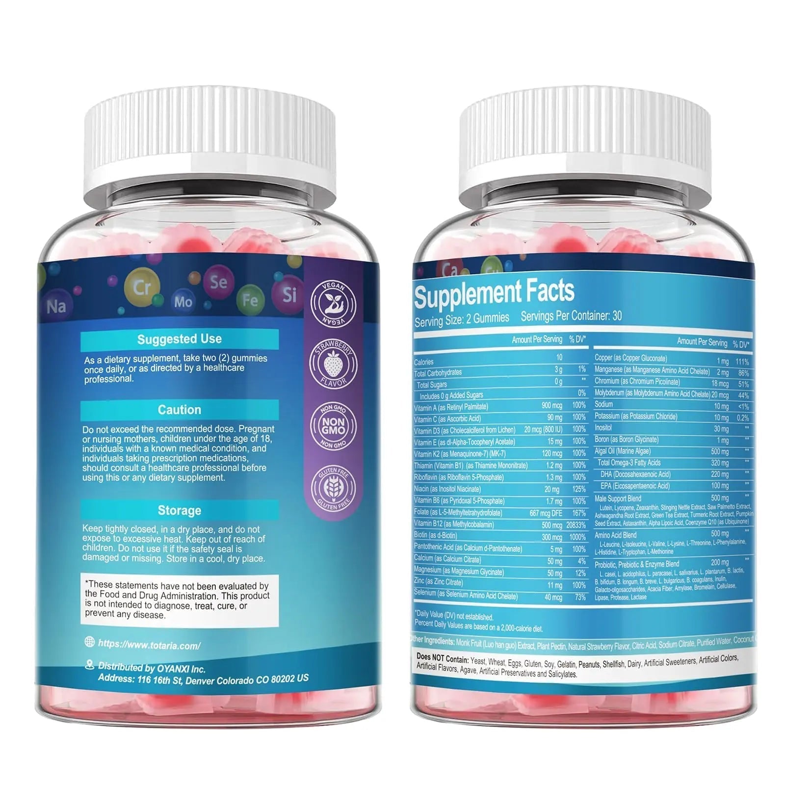 Totaria Sugar Free Multivitamin for Men with Omega 3, Probiotics, Mens Multivitamins Gummies w/Methylated B Complex Totaria uk supplements