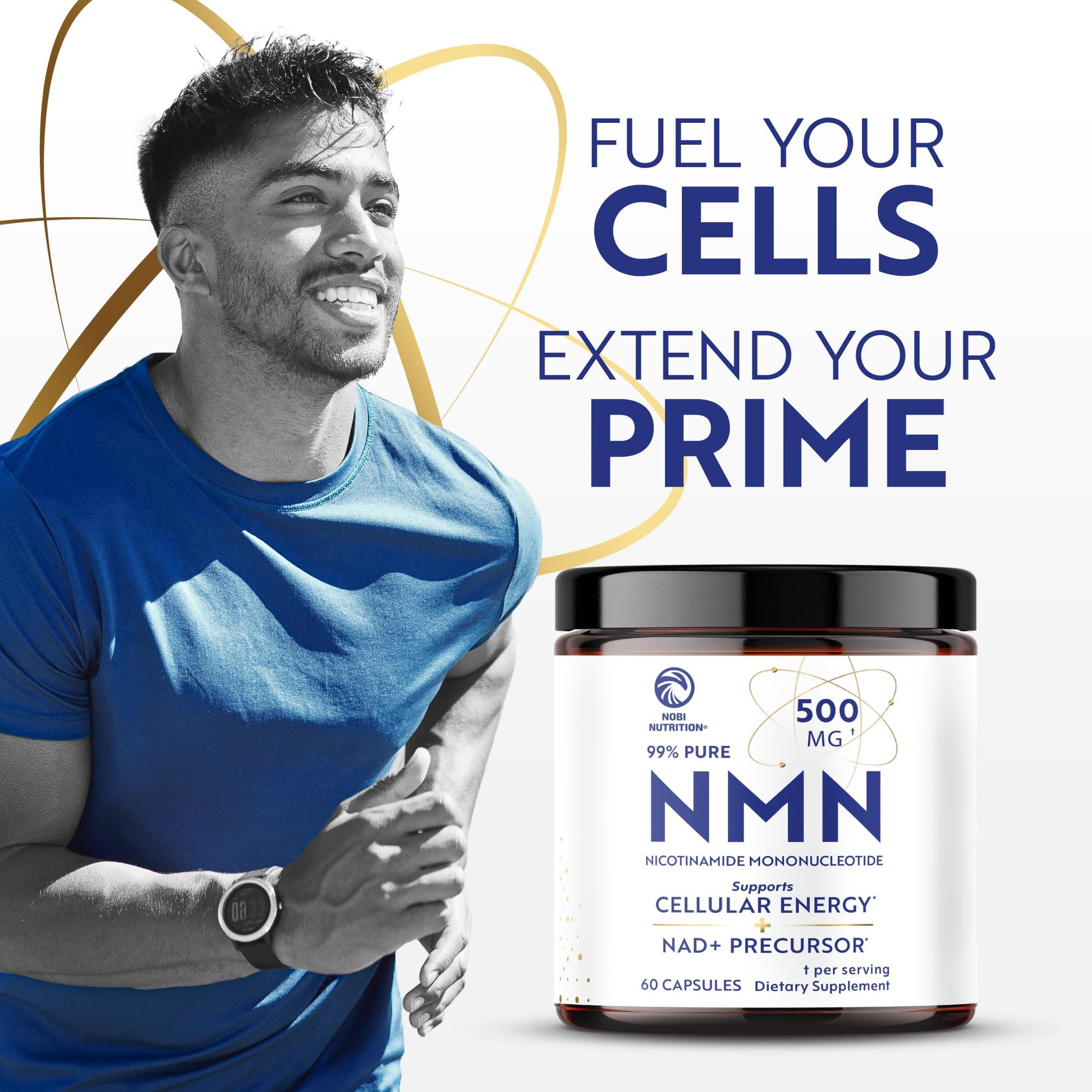 NMN Supplement 500mg | 99% Pure | NAD+ Precursor for Cellular Energy, Longevity, Repair, and Healthy Aging Support | Third-Party Tested & Non-GMO | Nicotinamide Mononucleotide | 60 NMN Capsules Nobi Nutrition uk supplements