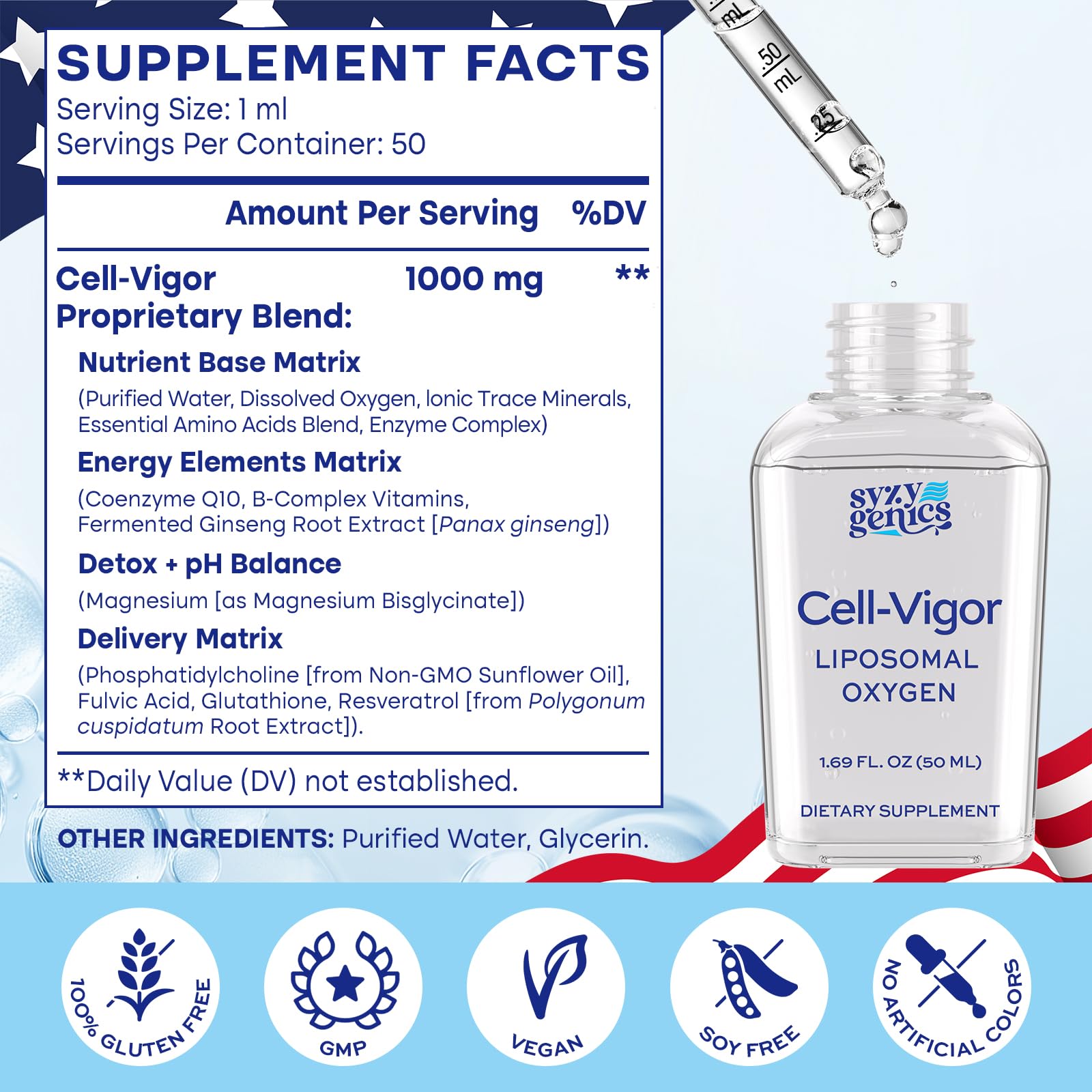 SYZY GENICS Liquid Oxygen Drops – 13-in-1 Oxygen Boost Liposomal Formula with CoQ10, B Vitamins, Ginseng, Glutathione & Resveratrol – High Absorption Energy & Immune Support – 1.69 fl oz SYZY GENICS uk supplements