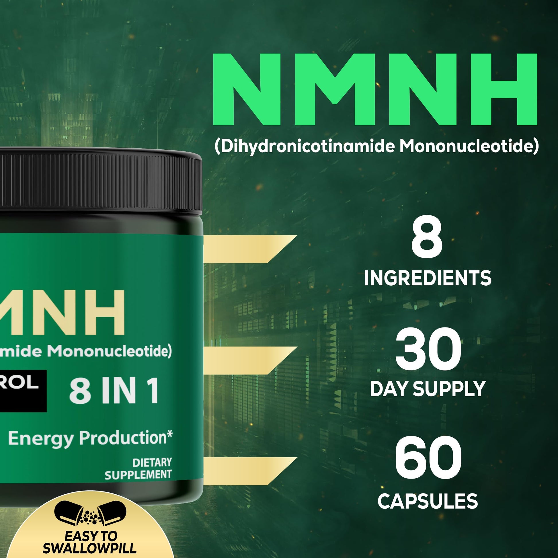 Satoomi 8in1 NMNH - NMN Supplement Alternative - NAD Supplement to Support NAD Levels Added Fisetin, Resveratrol, Quercetin, Turmeric, Berberine, Vitamin D3 & C - 60 Count for 30 Days Satoomi uk supplements