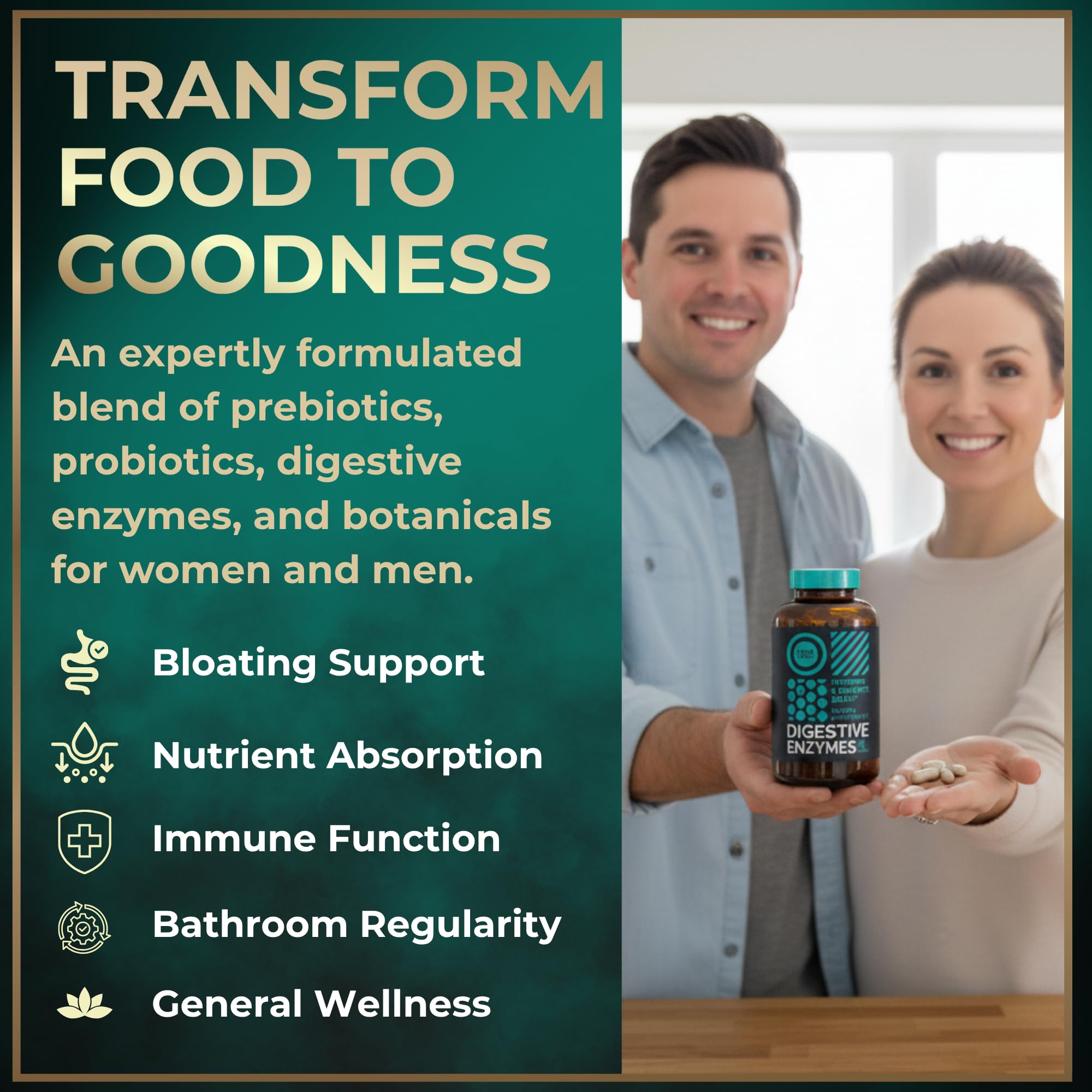 Digestive Enzymes for Women and Men with Probiotics and Prebiotics - Vegan Digestive Enzyme Blend - Bloating Support, Gut Health & Digestion Supplement with Artichoke Ginger Turmeric - 180 Capsules WILD FUEL uk supplements