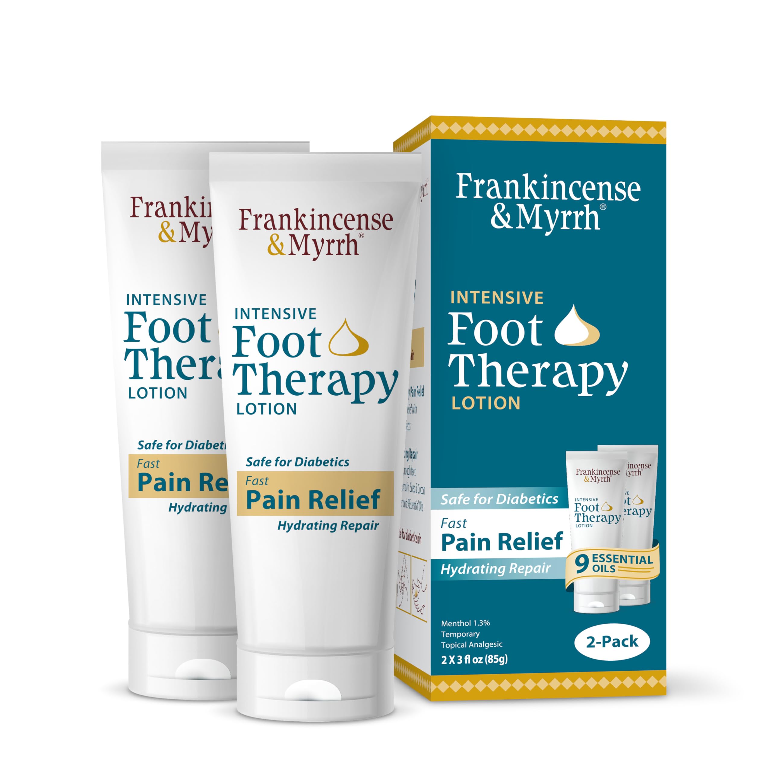FRANKINCENSE & MYRRH Foot Pain Relief Cream - Intensive Foot Therapy Lotion - Diabetic Nerve Pain Relief Cream | Restless Leg Syndrome | Frankincense Essential Oil, 3 Ounce (2-Pack) FRANKINCENSE & MYRRH uk supplements