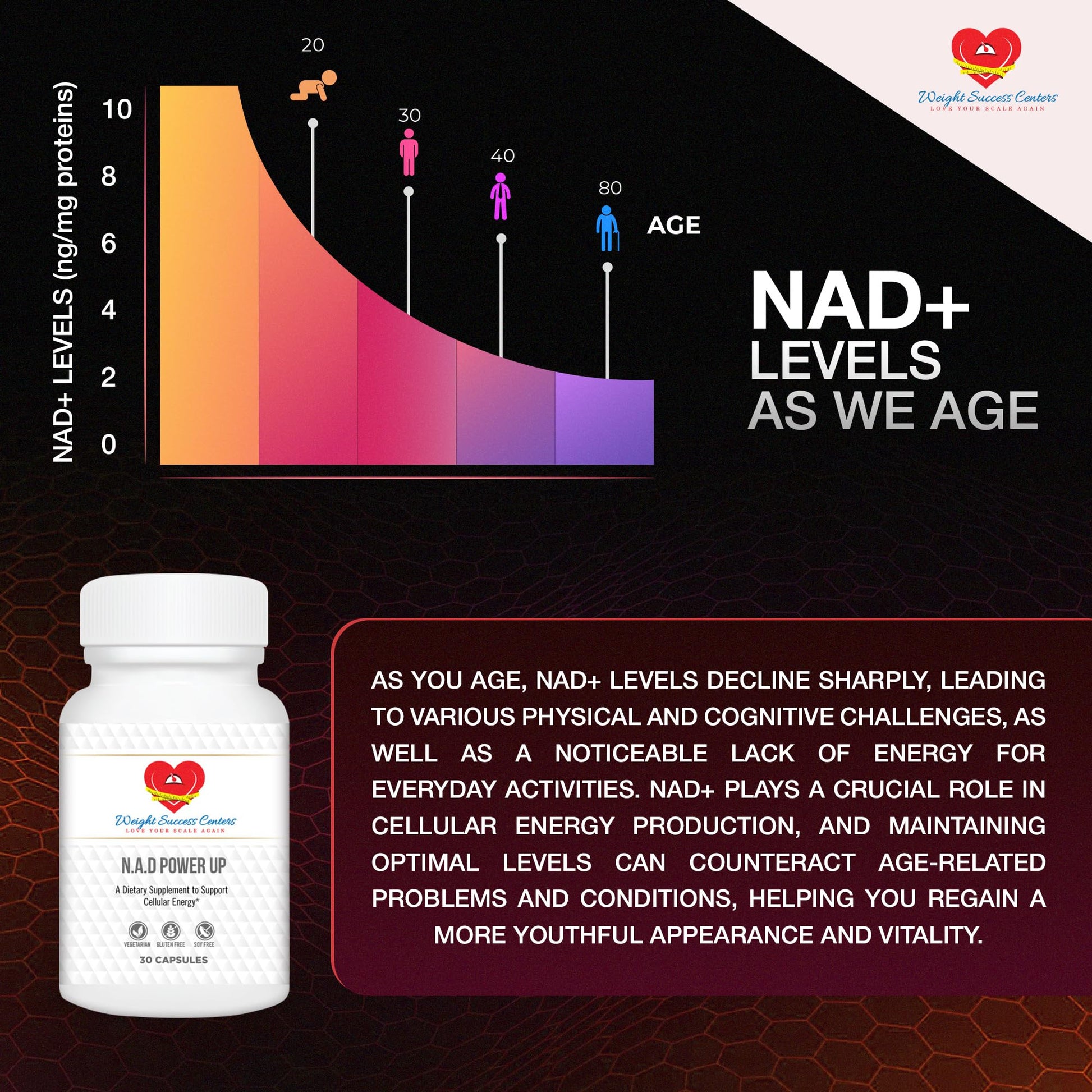 Weight Success Centers NAD+ Power Up Liposomal NAD+ Supplement – High Potency for Cellular Energy & Healthy Aging – Vegan, Gluten-Free, Non-GMO – for Men & Women – 30-Day Supply Weight Success Centers uk supplements