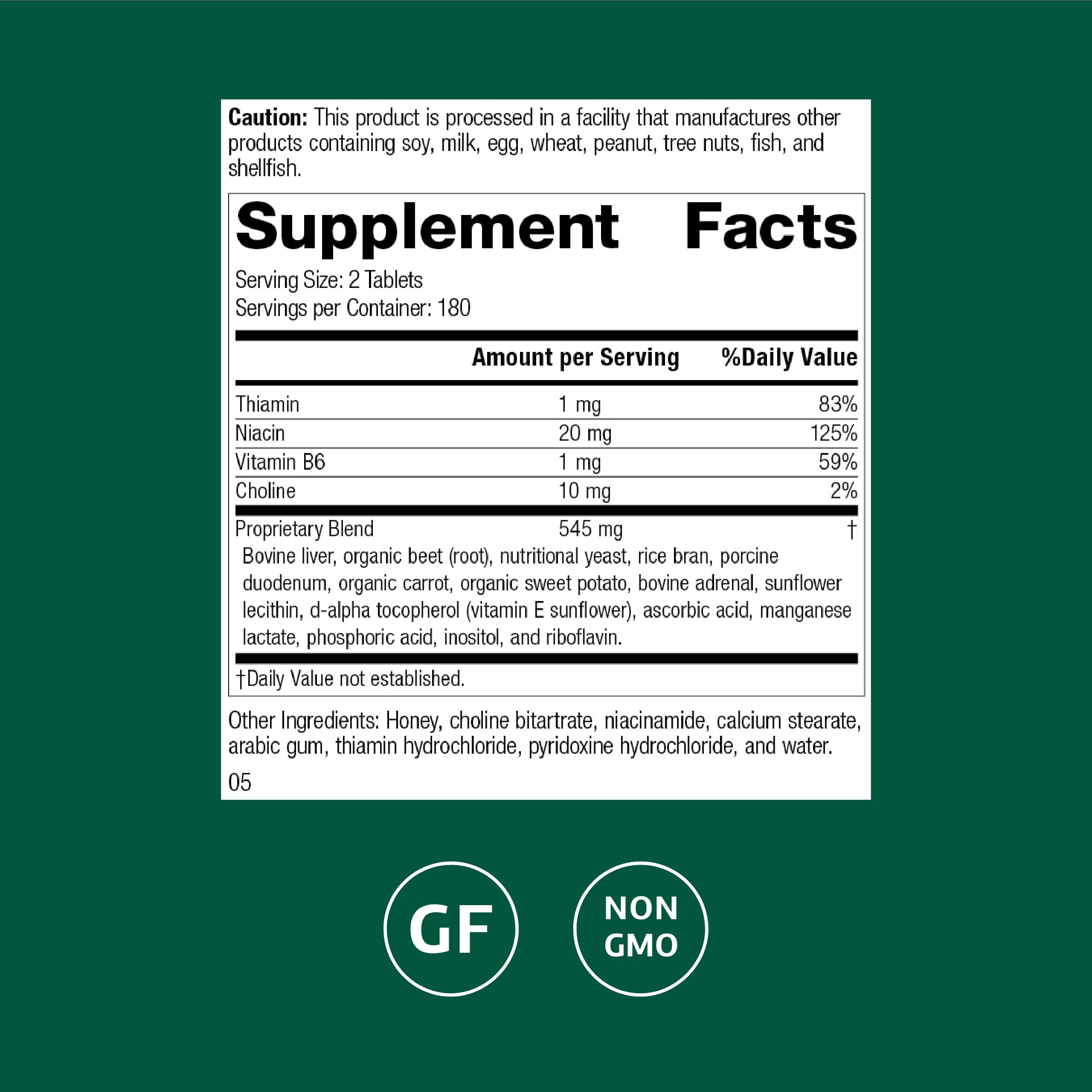 Standard Process Cataplex B-GF - Supports Nervous System Health - B Vitamins for Energy & Heart Support - Aids Energy During Physical Activity - Gluten-Free, Non-Soy & Non-Dairy - 360 Tablets Standard Process Inc. uk supplements
