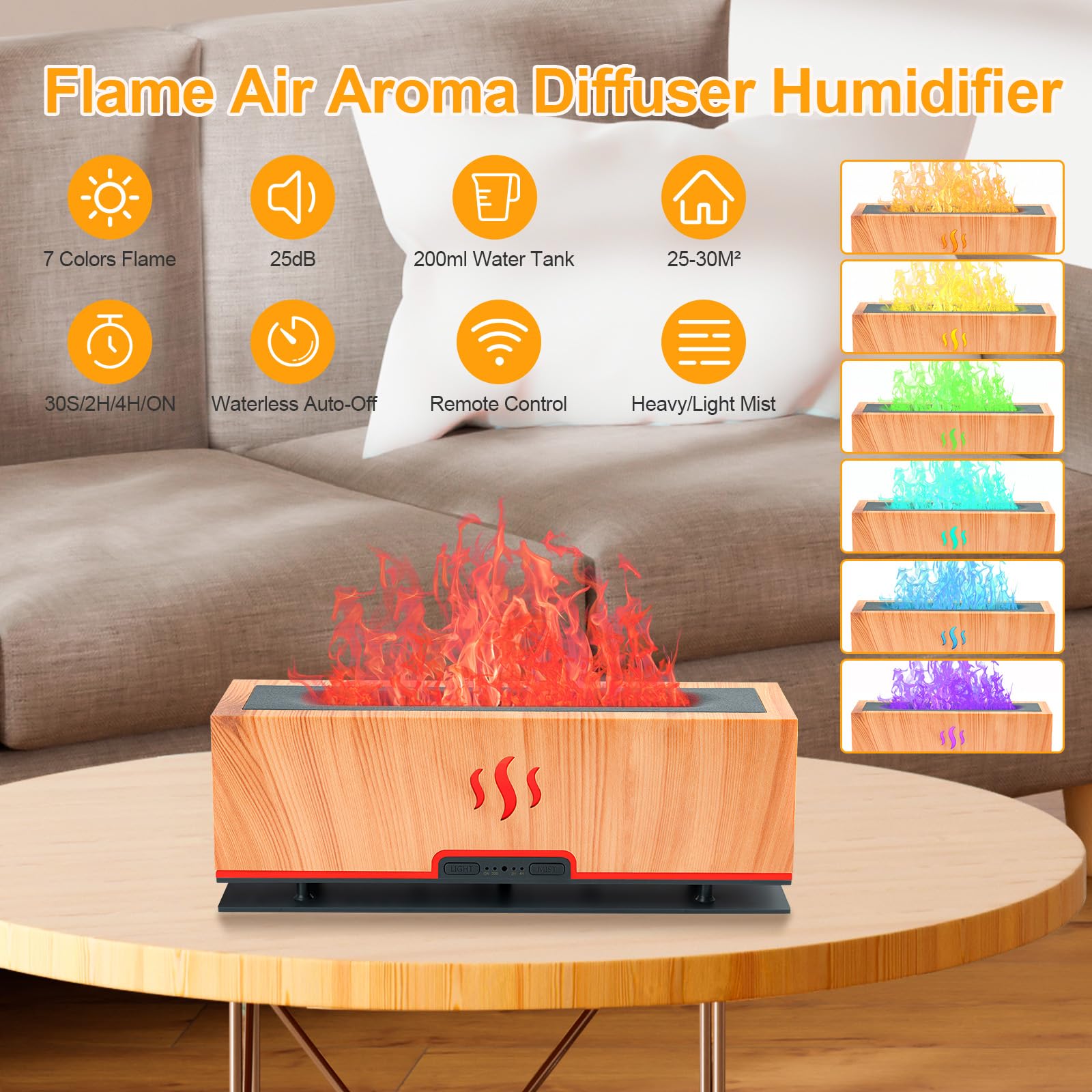 WENPHONE Upgraded 7 Color Essential Oil Diffusers, Flame Air Aroma Diffuser Humidifier, 200ml WENPHONE uk supplements