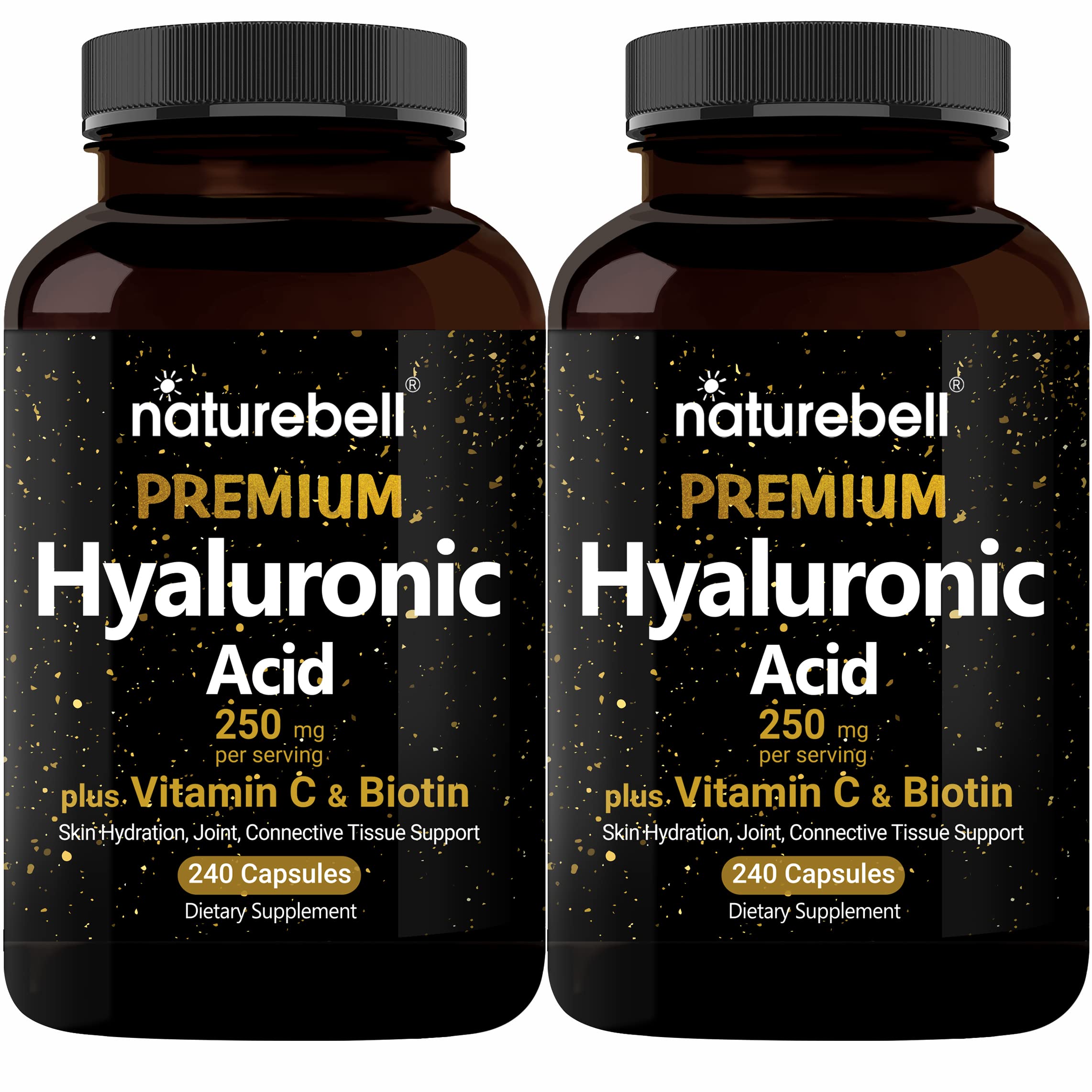 NatureBell 2 Pack Plant Based Hyaluronic Acid Supplements 250mg with 25mg Vitamin C NatureBell uk supplements