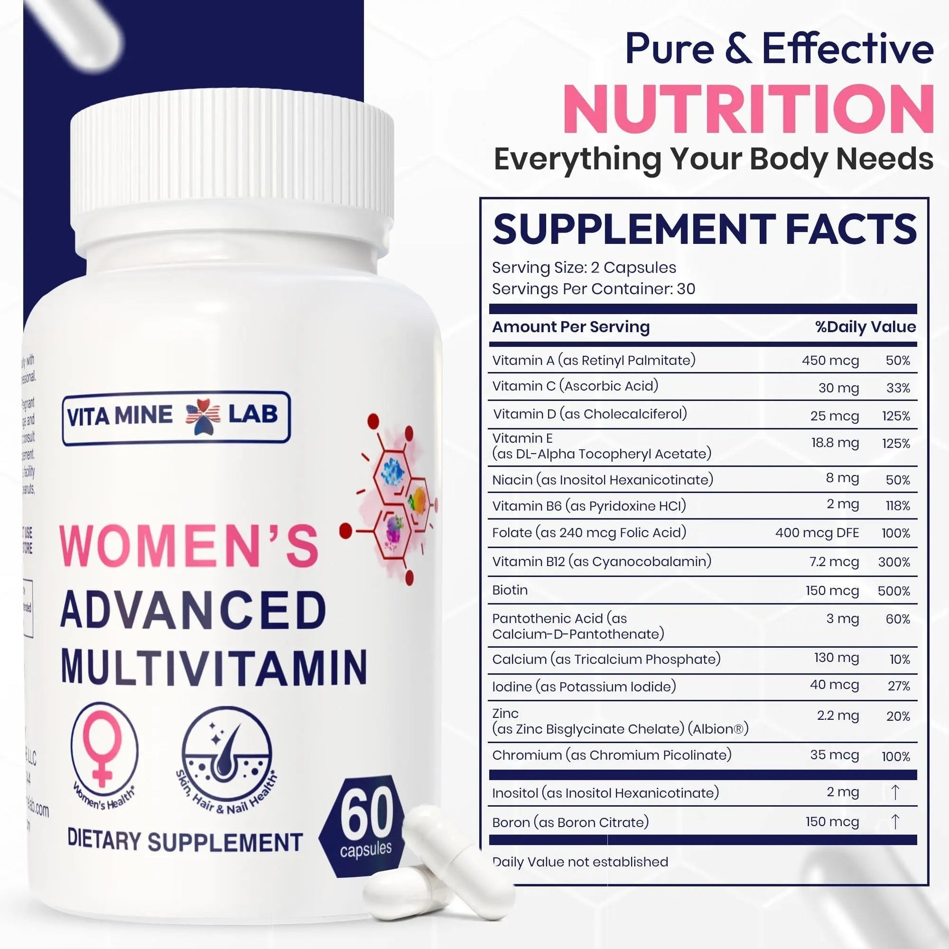 VITA MINE LAB Women's Advanced Multivitamin, Supports Energy, Immune Health & Overall Well-Being, Gluten-Free, Halal VITA MINE LAB uk supplements