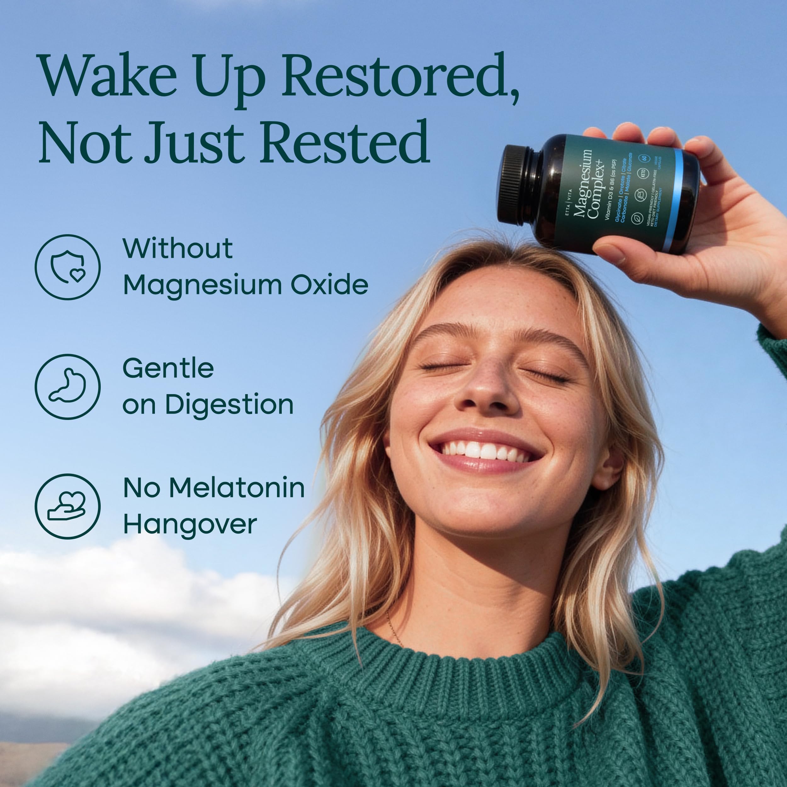 Magnesium Glycinate Complex 500mg (7-in-1) with D3, B6 (P5P) & Manganese - Multi-Form Blend - Supports Sleep & Muscle Health [Oxide-Free] Etta Vita uk supplements