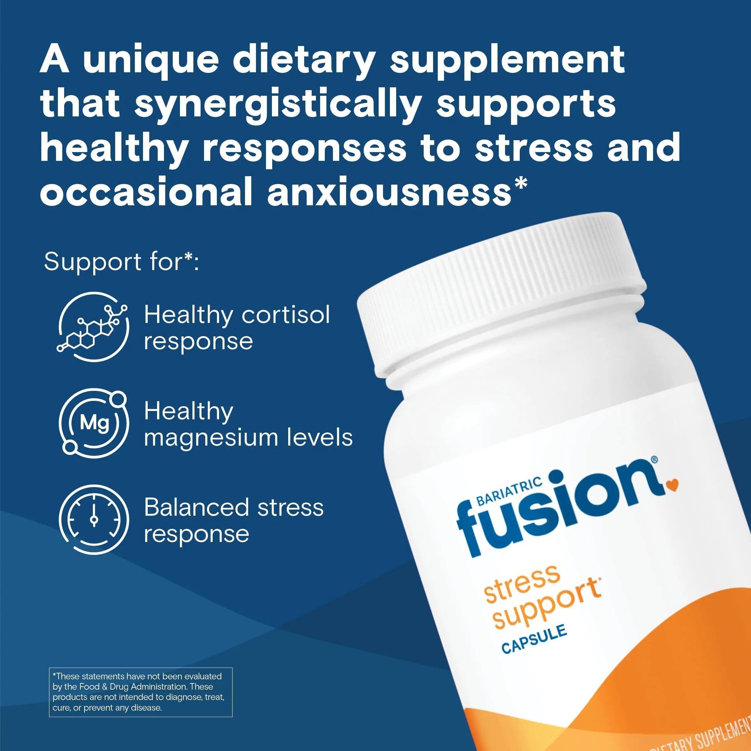 Bariatric Fusion Stress Support* | Vegan Supplement with Magnesium and Ashwagandha | Daily Vitamin for Women and Men | Bariatric Fusion uk supplements