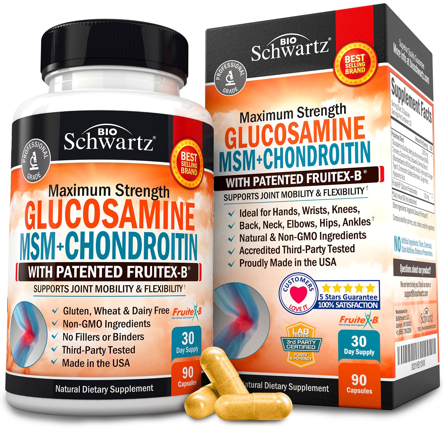 Glucosamine Chondroitin MSM 2110mg - Joint Support Supplement with Turmeric BioSchwartz uk supplements