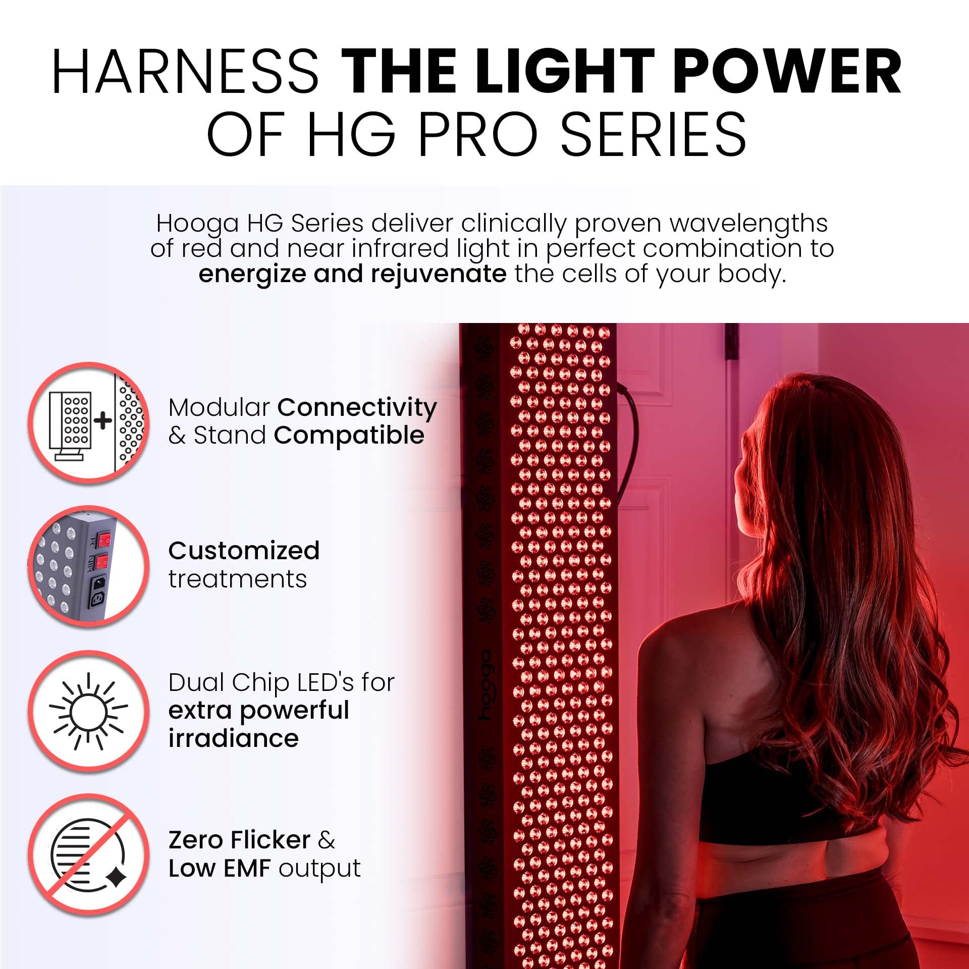 Hooga Red Light Therapy, 660nm 850nm Red Near Infrared, Dual Chip LEDs, Modular, 150 LEDs hooga uk supplements