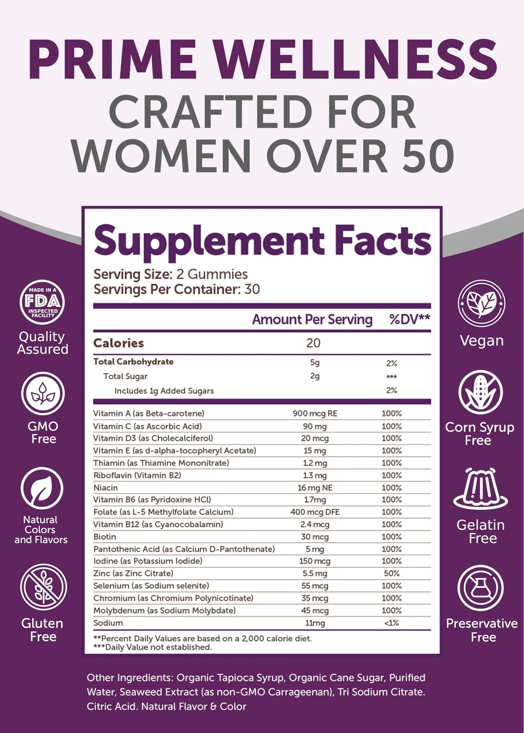 Lunakai USA Made 50 Plus Women's Multivitamin Gummies - Delicious Formula Enhanced with Essential Vitamins Lunakai uk supplements