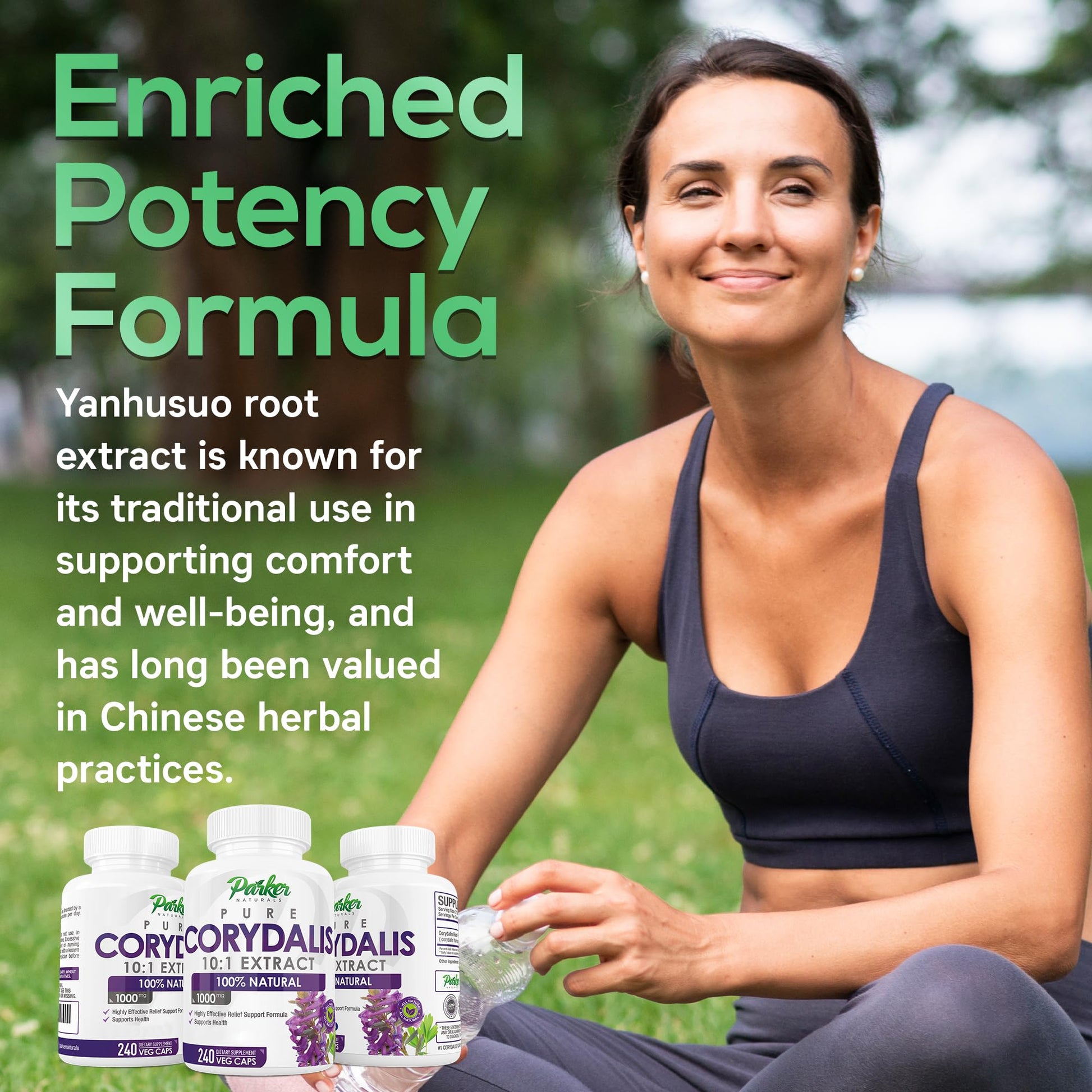 Parker Naturals Pure Corydalis Root Extract Capsule - 1000mg Strength, 10:1 Corydalis Yanhusuo Extract, Natural Relief, Long Lasting, 100% Vegetarian, 120 Servings, 240 Count Parker Naturals uk supplements