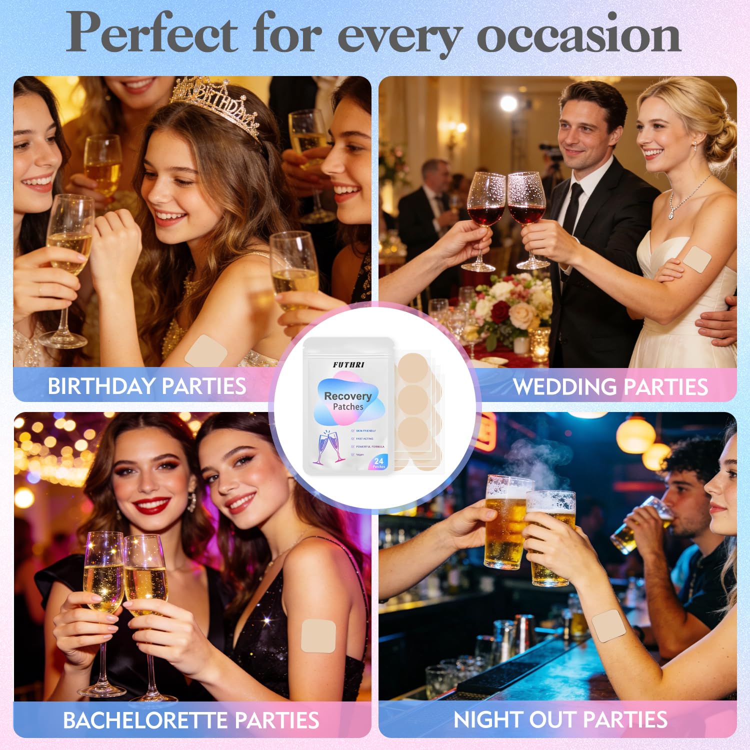 FUTHRI Recovery Patch 24 Pack: Wake Up Refreshed with Natural Ingredients - Waterproof & Skin-Friendly - Pre-Drink Patch for Festivals & Nights Out FUTHRI uk supplements