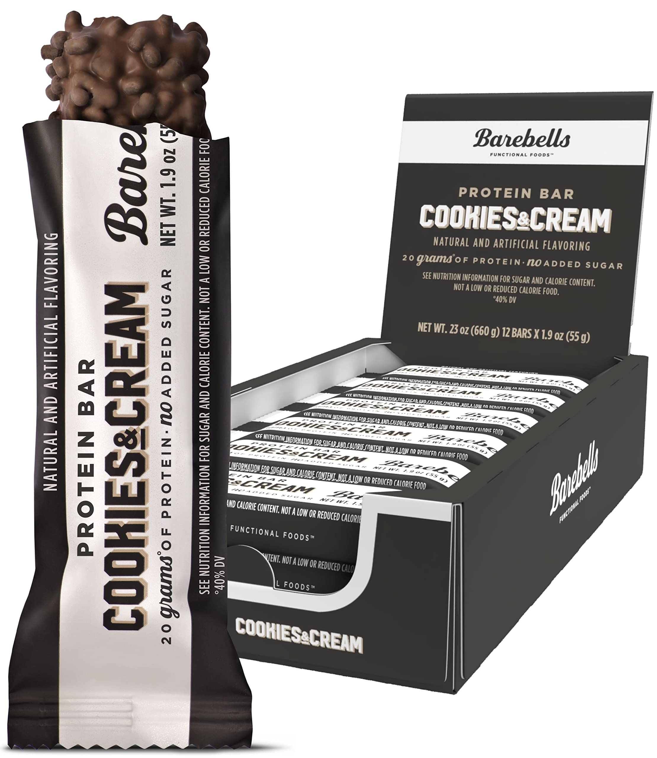Barebells Protein Bars Cookies & Cream - 12 Count, 1.9oz Bars - Protein Snacks with 20g BAREBELLS uk supplements