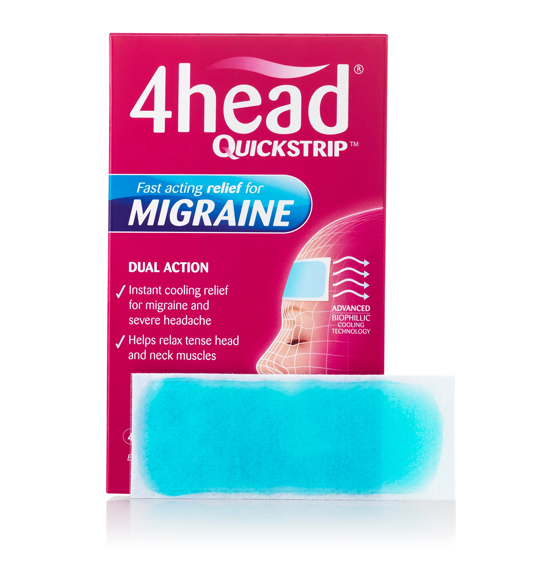 4Head Quickstrip Headache and Migraine Relief Strips - Pack of 4 4 Head uk supplements