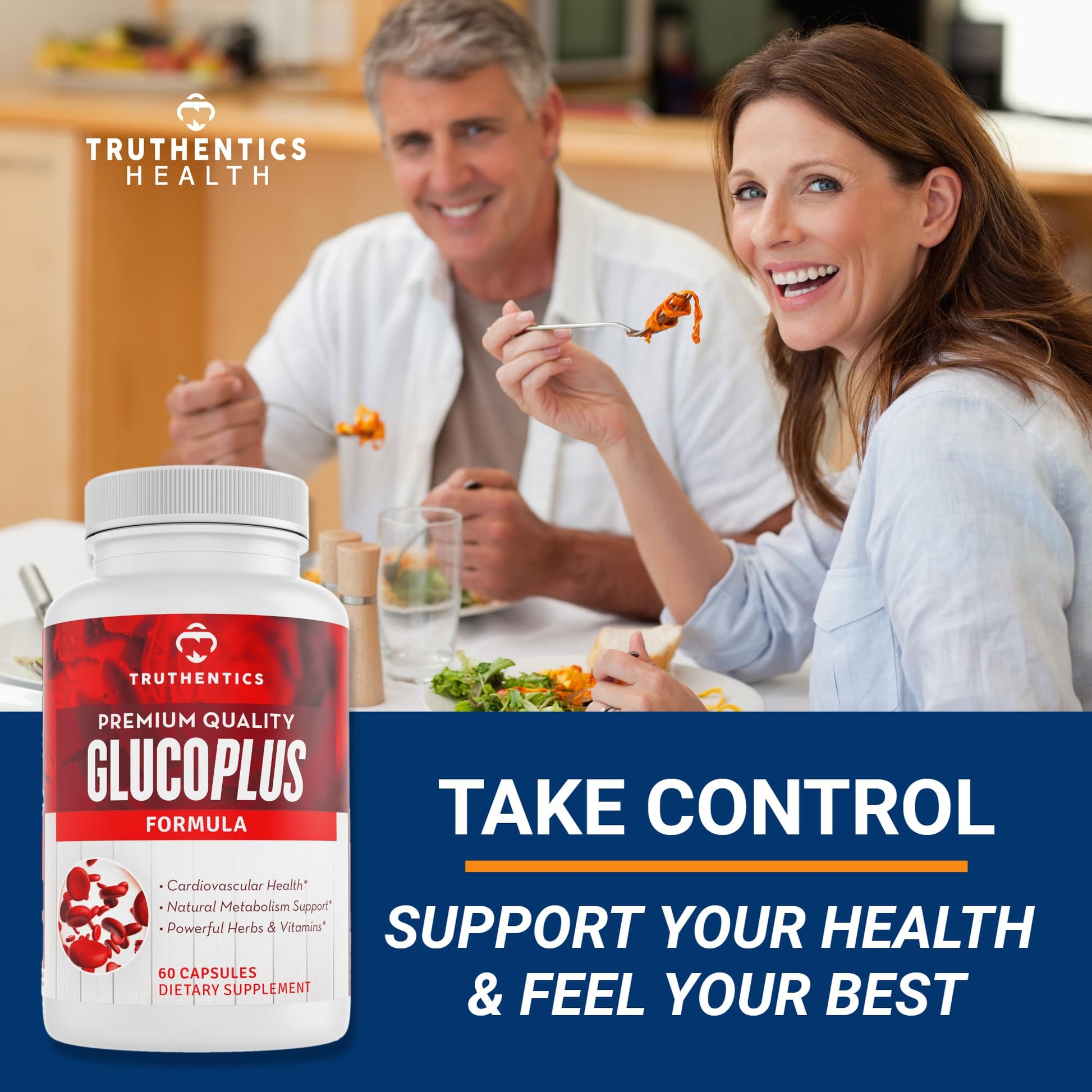 TRUTHENTICS GlucoPlus - 20 Herbs, Vitamins & Minerals with Cinnamon, Chromium, Vanadium, Bitter Melon, Alpha Lipoic Acid, Magnesium - Gluten Free, Non-GMO - 60 Capsules TRUTHENTICS uk supplements